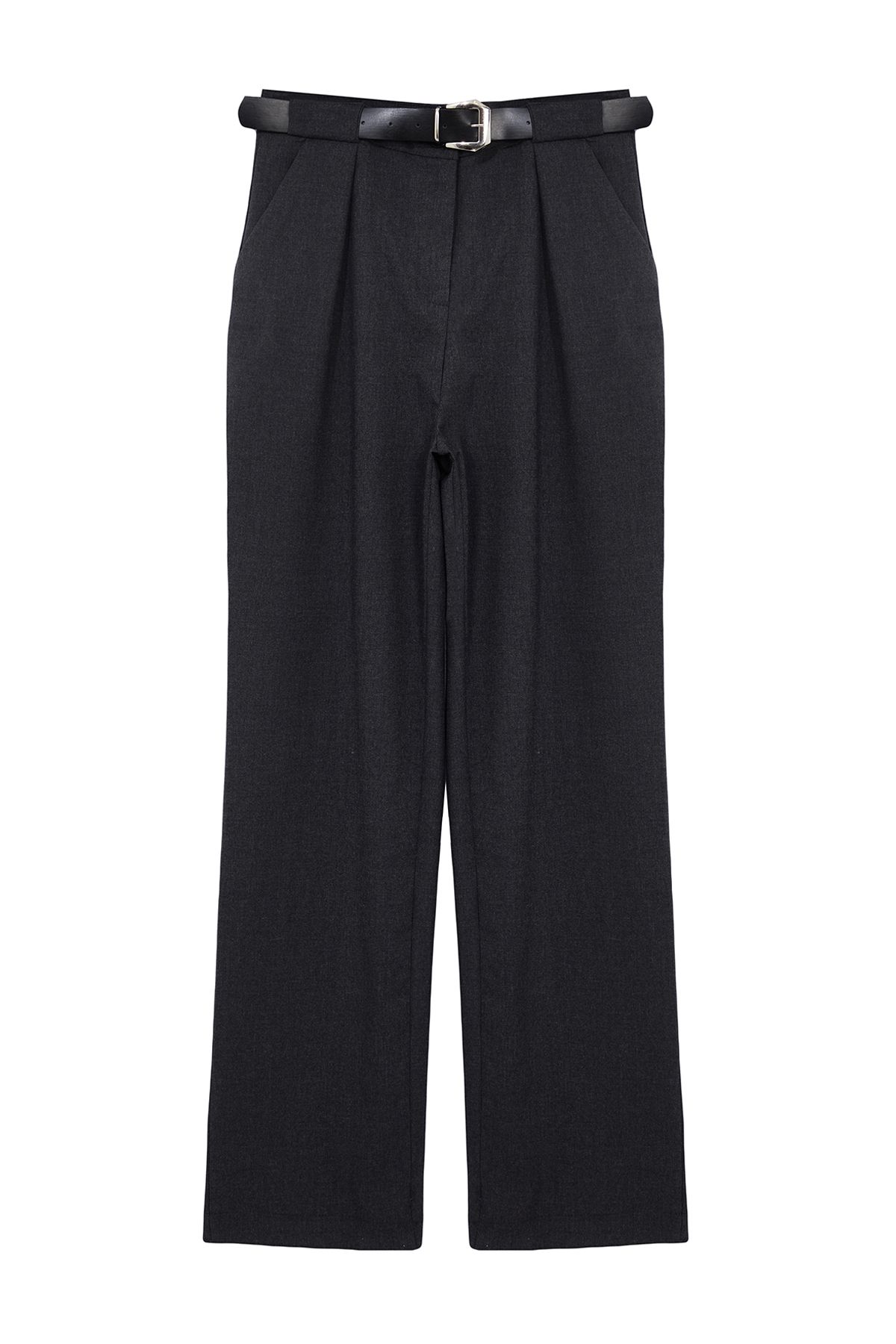 Trendyol Collection-Anthracite Belted Straigt/Straight Cut Woven Fabric Pants Twoaw25Pl00046 6
