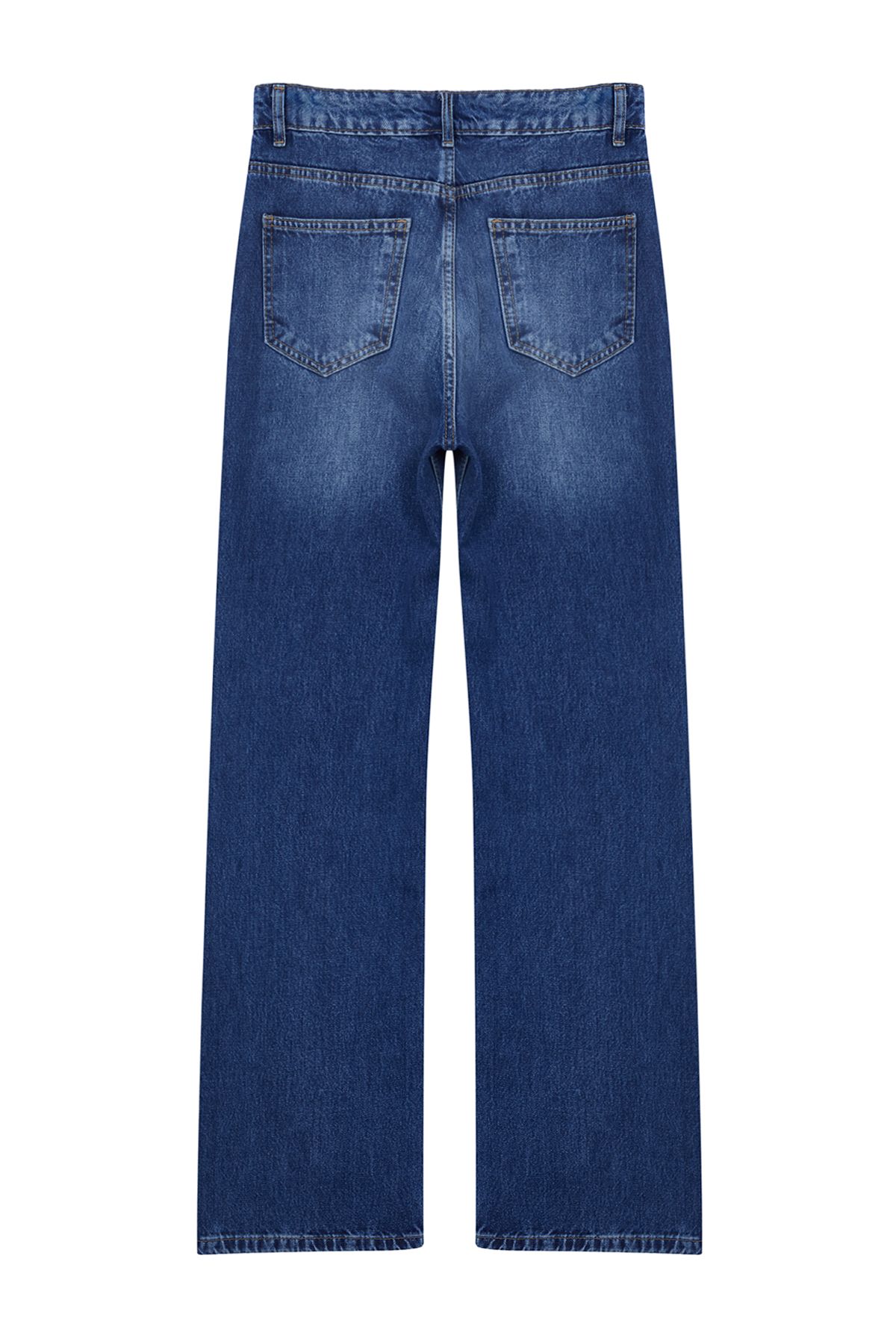 Trendyol Collection-Tmavě modré široké džíny s vysokým pasem - TWOAW25JE00079 7