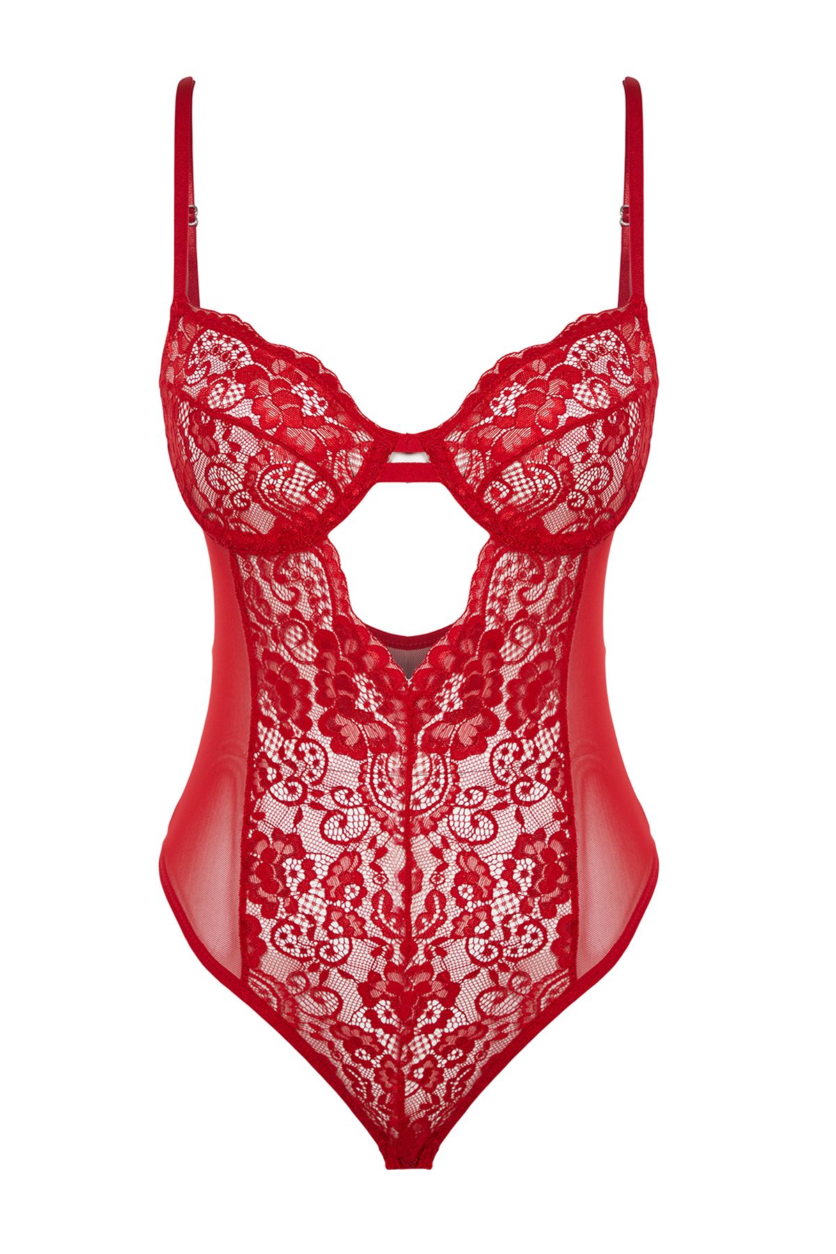 Trendyol Collection-Roter Spitzenbody mit Druckknopfverschluss und Cut-Outs - THMAW23BD00011 6
