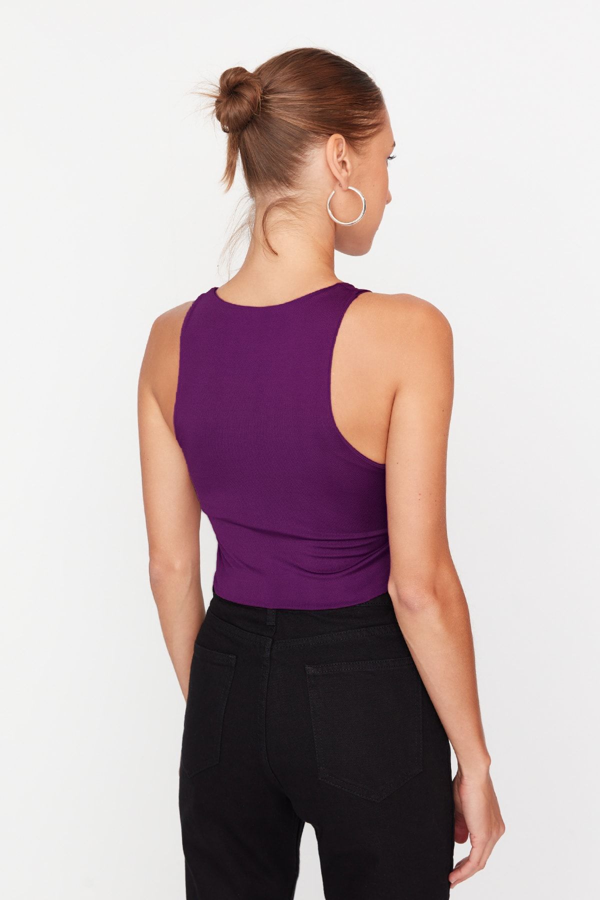 Trendyol Collection-Flexibler, gestrickter Body – Pflaumenfarben, Neckholder, Druckknöpfe an der Unterseite – TWOSS20BD0044 5