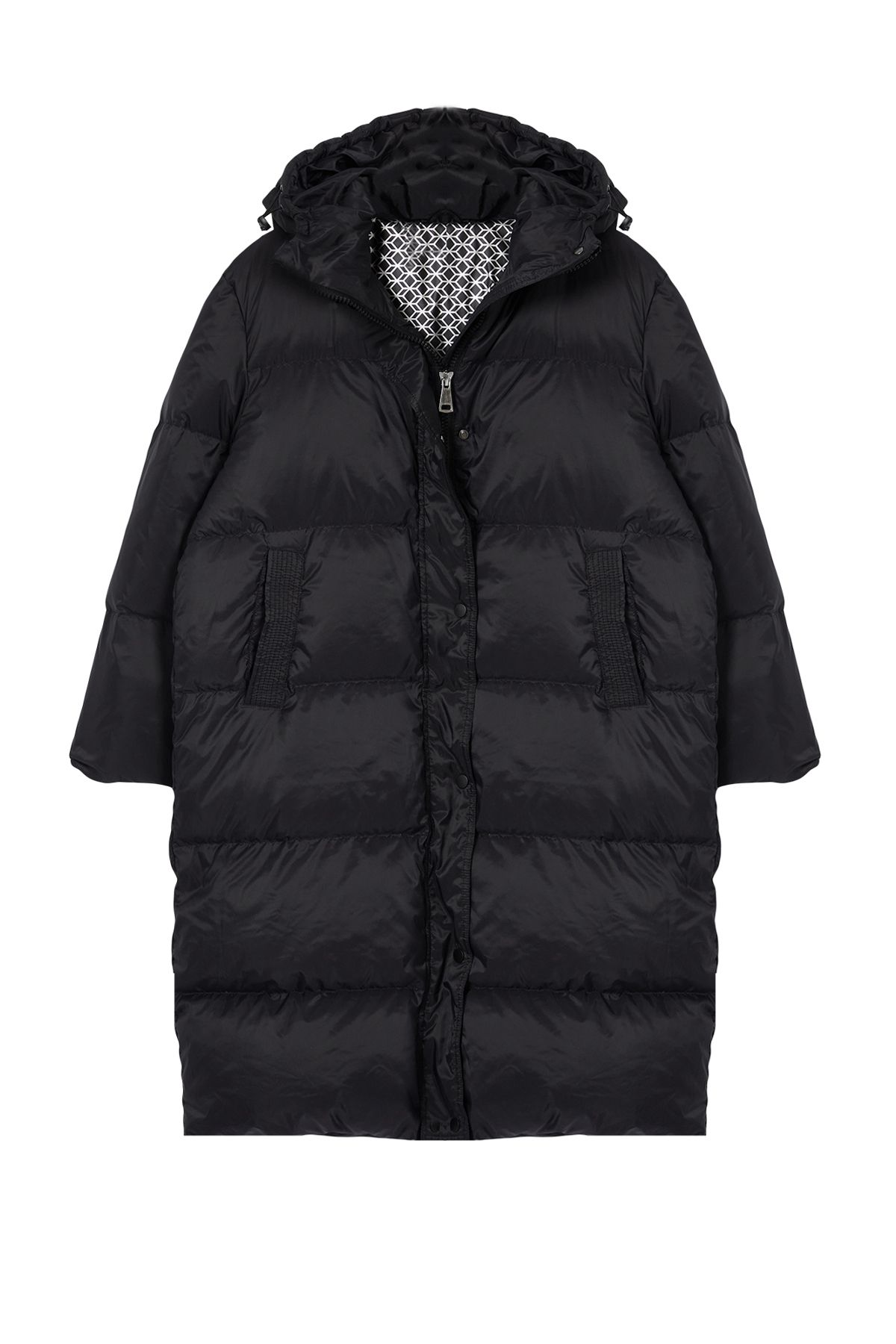 Trendyol Collection-Długa kurtka puchowa - WaTer RepellenT, gęsie pióro, czarna, oversize TWOAW25MO00103 6