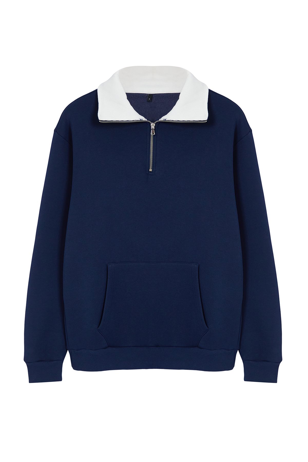 Trendyol Collection-Тъмносин суитшърт от полар от полар - стояща яка, с цип Tmnaw25Sw00081 6