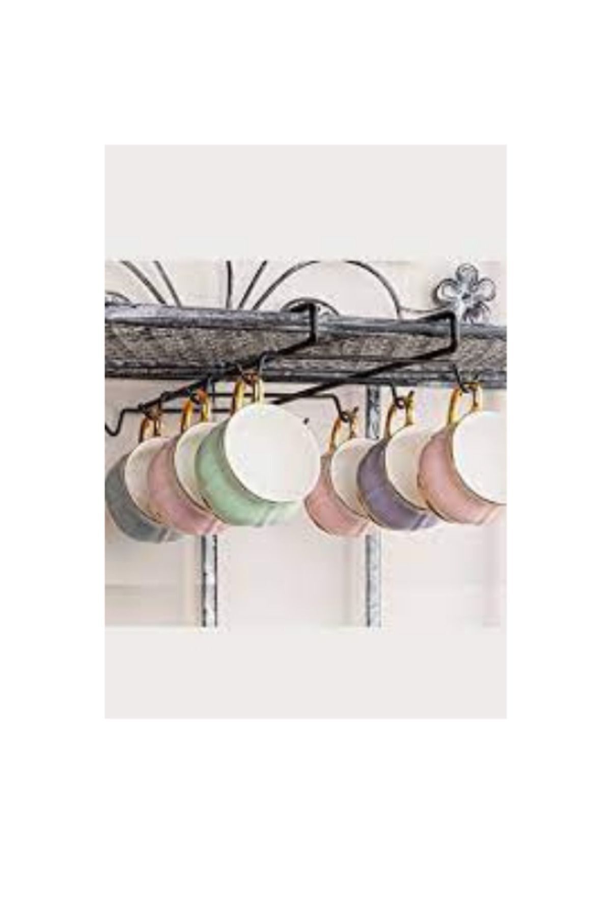 Genel Markalar 10 Kancalı Siyah Metal Fincan Askısı