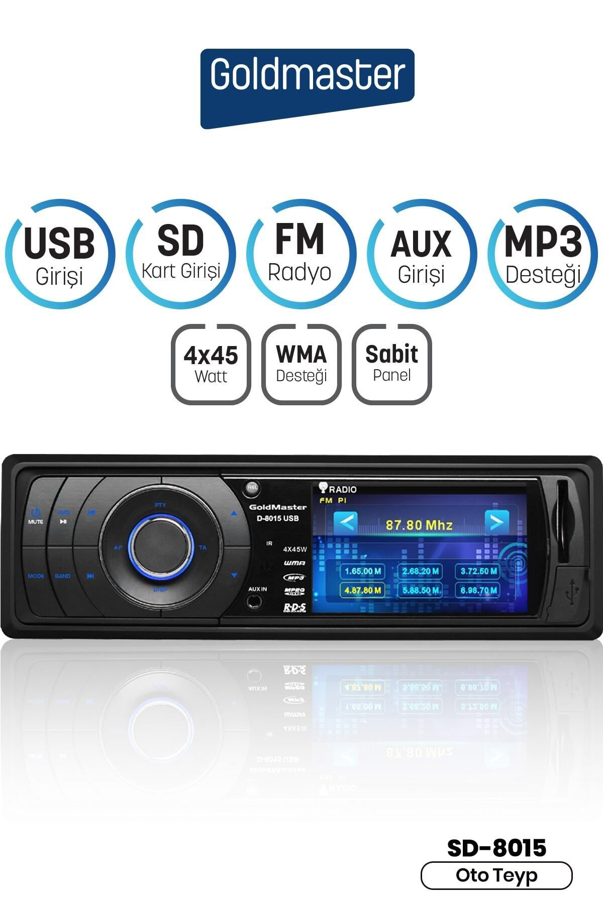 GoldMaster D-8015 Usb/sd Bağlantılı Geri Görüş Kamera Destekli Oto