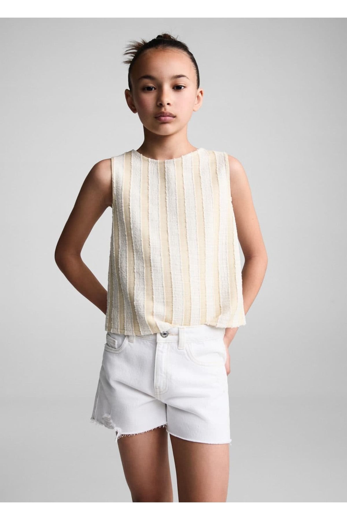 MANGO Kids Pantaloni Scurți Albi Pentru Copii Femeie - 12 years