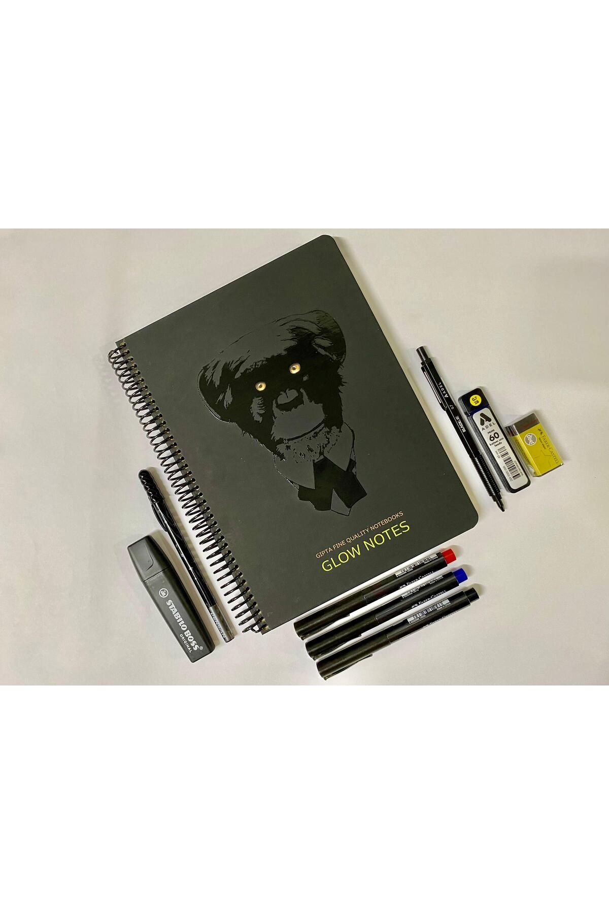 MİRAYOFİSKIRTASİYE-19.26 Size Glow Stationery Set - Glittered Versatil Roller, Tip Eraser NotebooK Marker 1