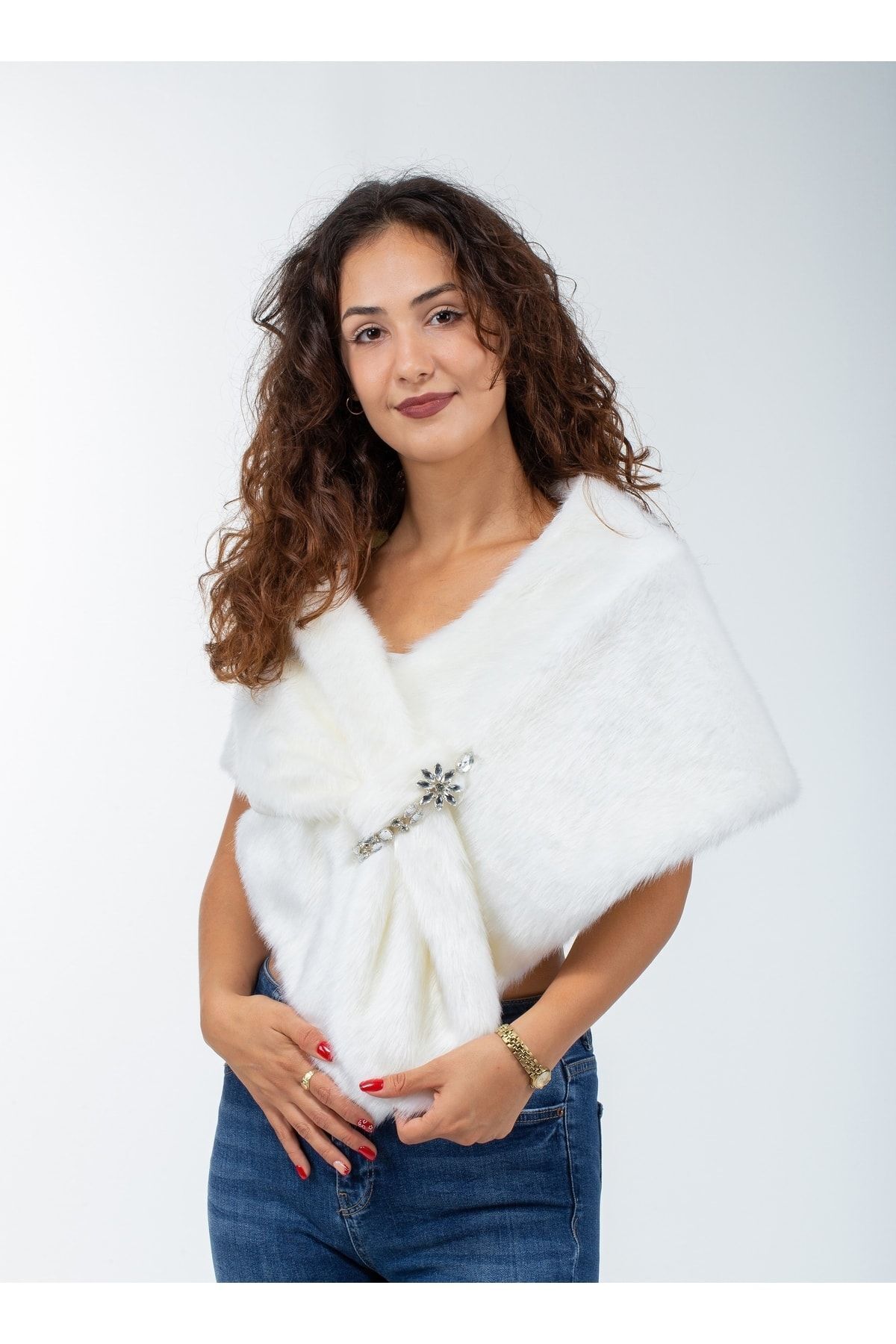 KürkZone Içten Geçmeli, Özle Taşlı Gelin Abiye Dallas Kürk Bolero