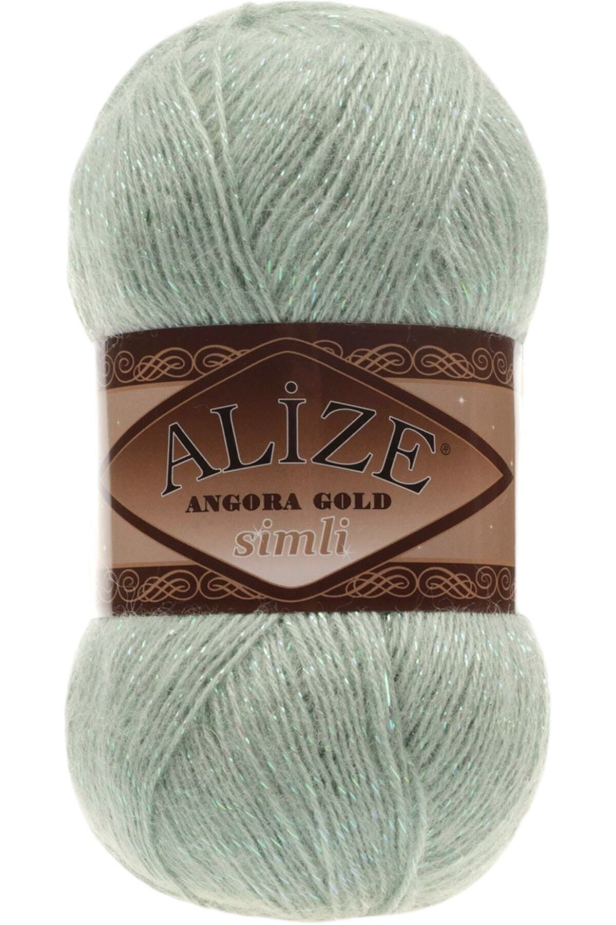 Alize-(5 τεμάχια) Angora Gold Glitter Çağla 515 Πλεκτά Νήματα Γιλέκο Ζακέτα Κλωστή Πανί Πουλόβερ 1