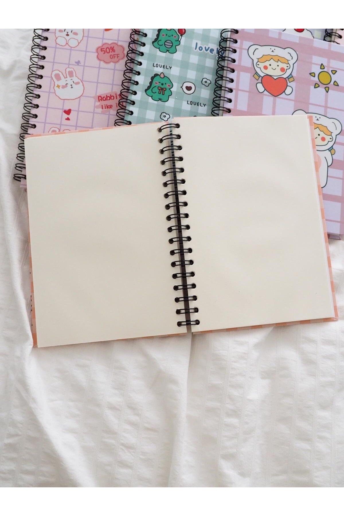 Planet Butik-Spiral Bow Rabbit Design Notebook 6
