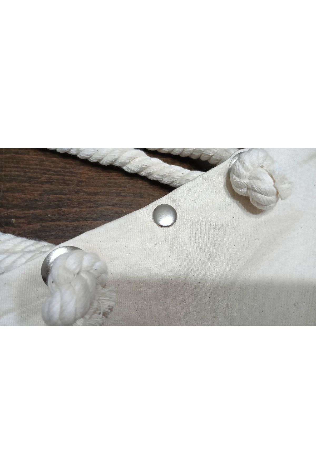 Lessa Home-Gabardine Fabric Rope Strap Snap Detail Prison Break Printed Gusseted Strap Cloth Bag 3