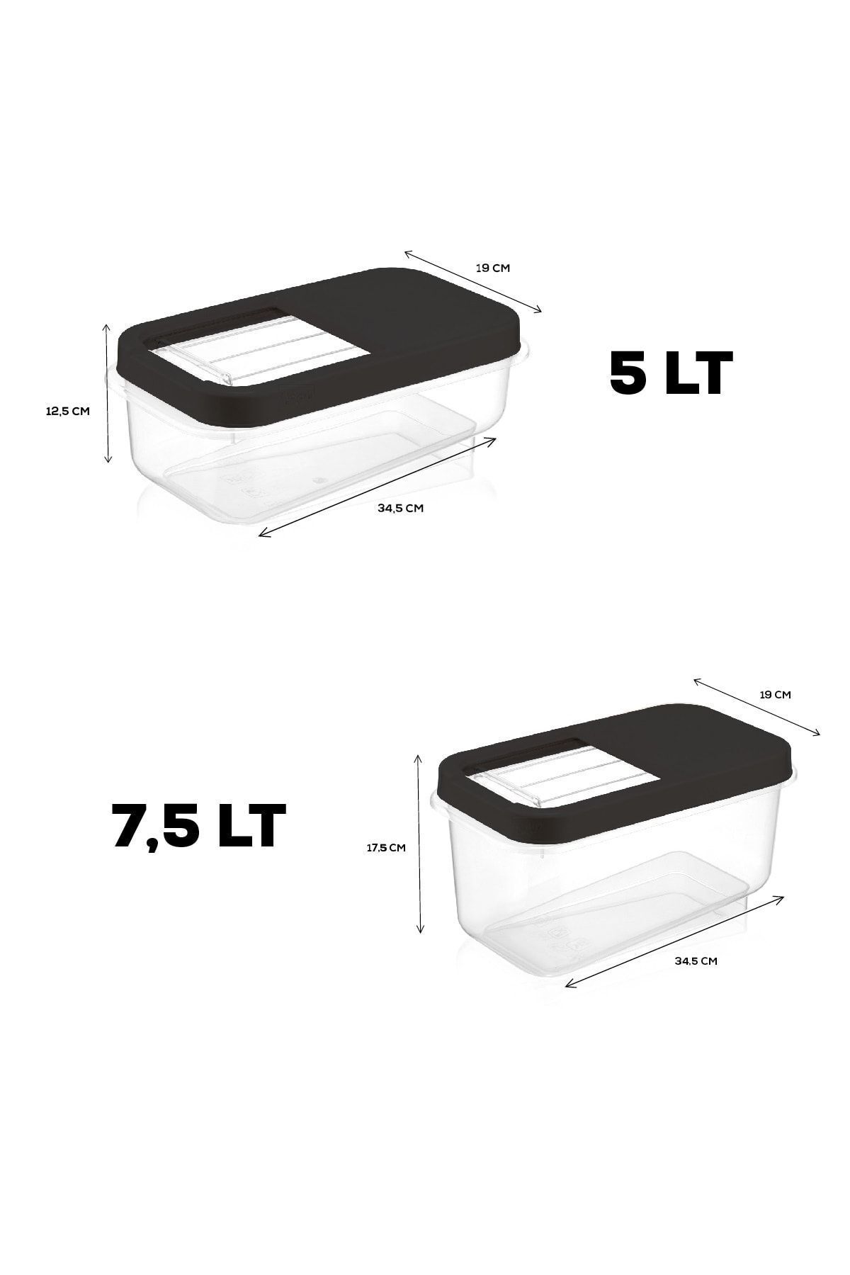 Meleni Home-2-Piece Labeled Detergent Storage Container with Sliding Lid -tablet Detergent Storage Box 5l-7.5lt Anthracite 2