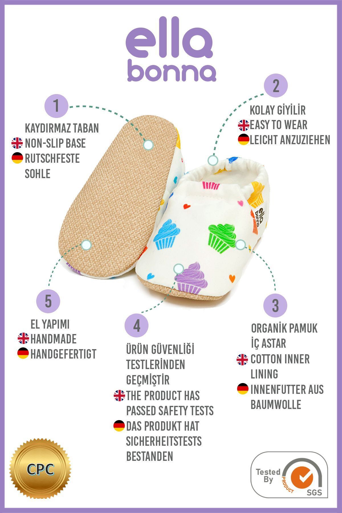 Ella Bonna-Baby-Hausschuhe – rutschfeste Sohle, Cupcake-Hausschuhe, Hausschuhe und Kindergartenschuhe 3