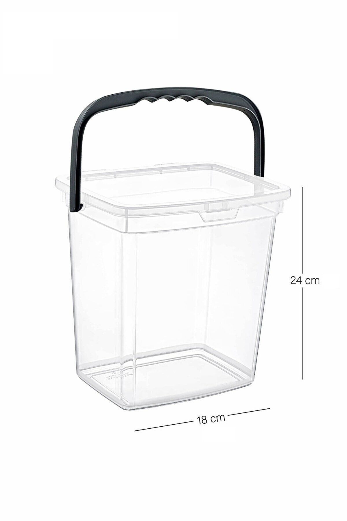 Meleni Home-6 Lt Detergent Storage Container with 4 Labels - Tablet Detergent Storage Box with Handle Transparent 2