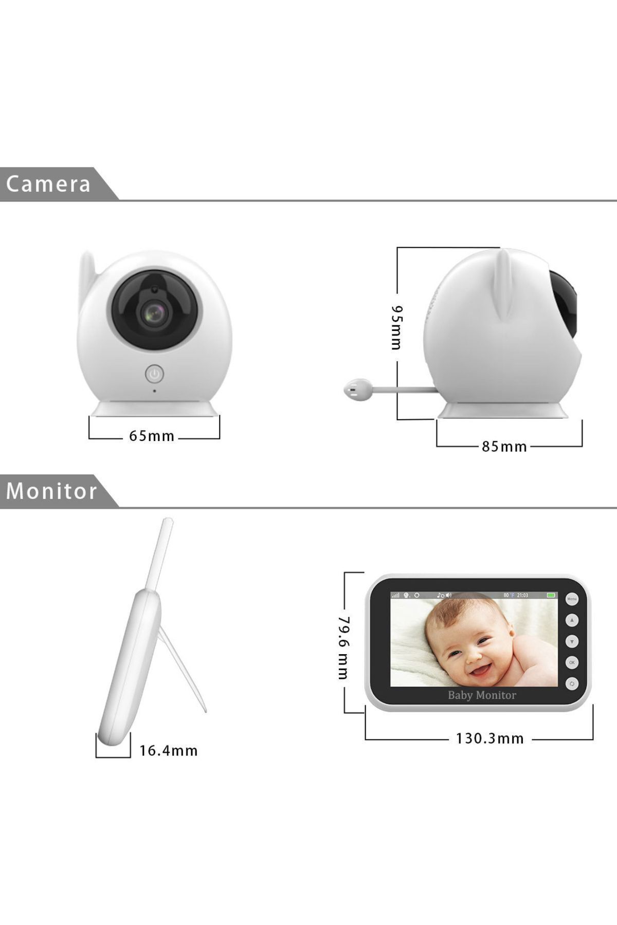 asua LCD Ekranlı Gece Görüş Bebek Bakıcı Monitörü Bebek İzleme Kamerası Oda Sıcaklığı Kontrollü Kablosuz fotoğrafı 6 (önizleme)