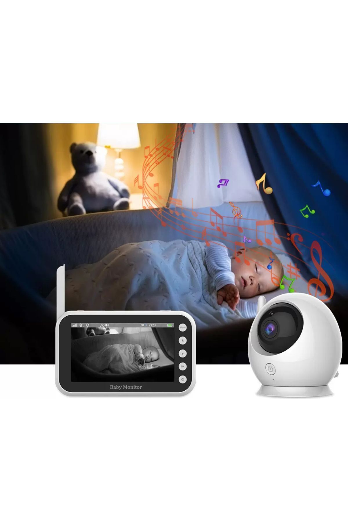 asua LCD Ekranlı Gece Görüş Bebek Bakıcı Monitörü Bebek İzleme Kamerası Oda Sıcaklığı Kontrollü Kablosuz fotoğrafı 3 (önizleme)