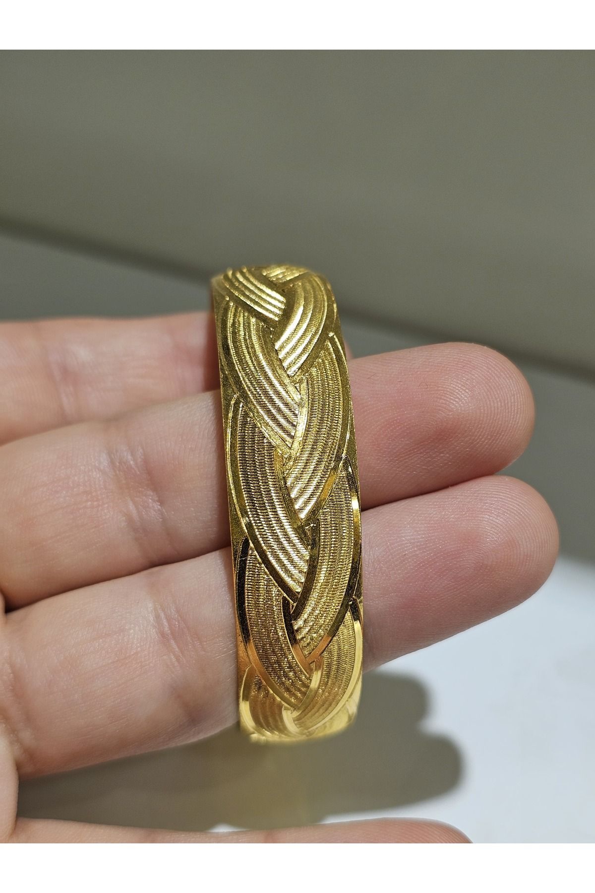 22ayar Altın Kaplama Saç Örgüsü Modeli Bilezik 1 Adet 1.5 Cm Eninde 2