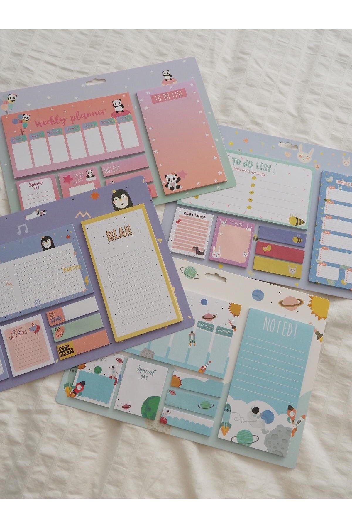 Planet Butik-Panda Patterned Large Post-it Set - Weekly Planner Design 6