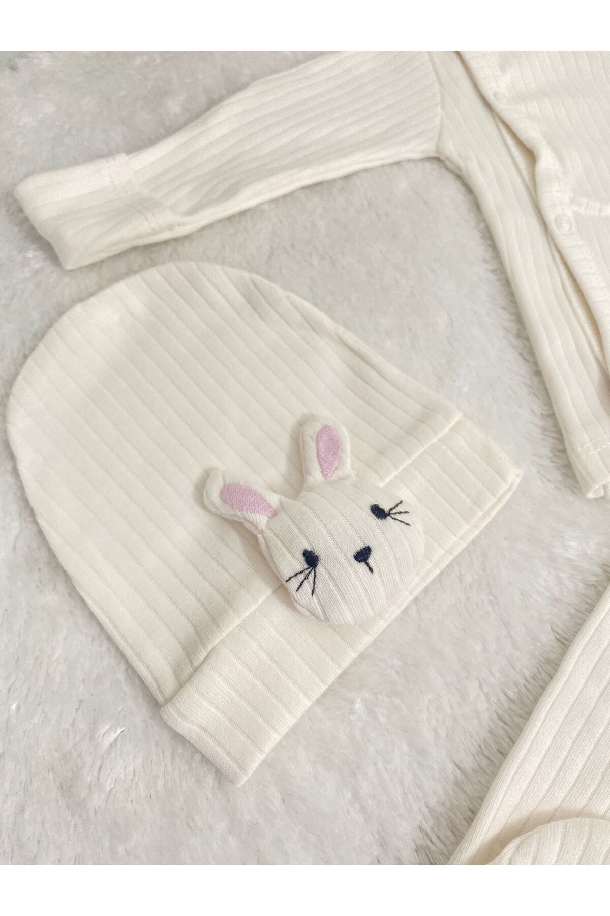 VERONA TARZ Kız Bebek 3D Detayli 3lü Hastane Çıkış Seti Yenidoğan kıyafeti 0-3 ay 50-56cm Organik Pamuk fotoğrafı 3 (önizleme)