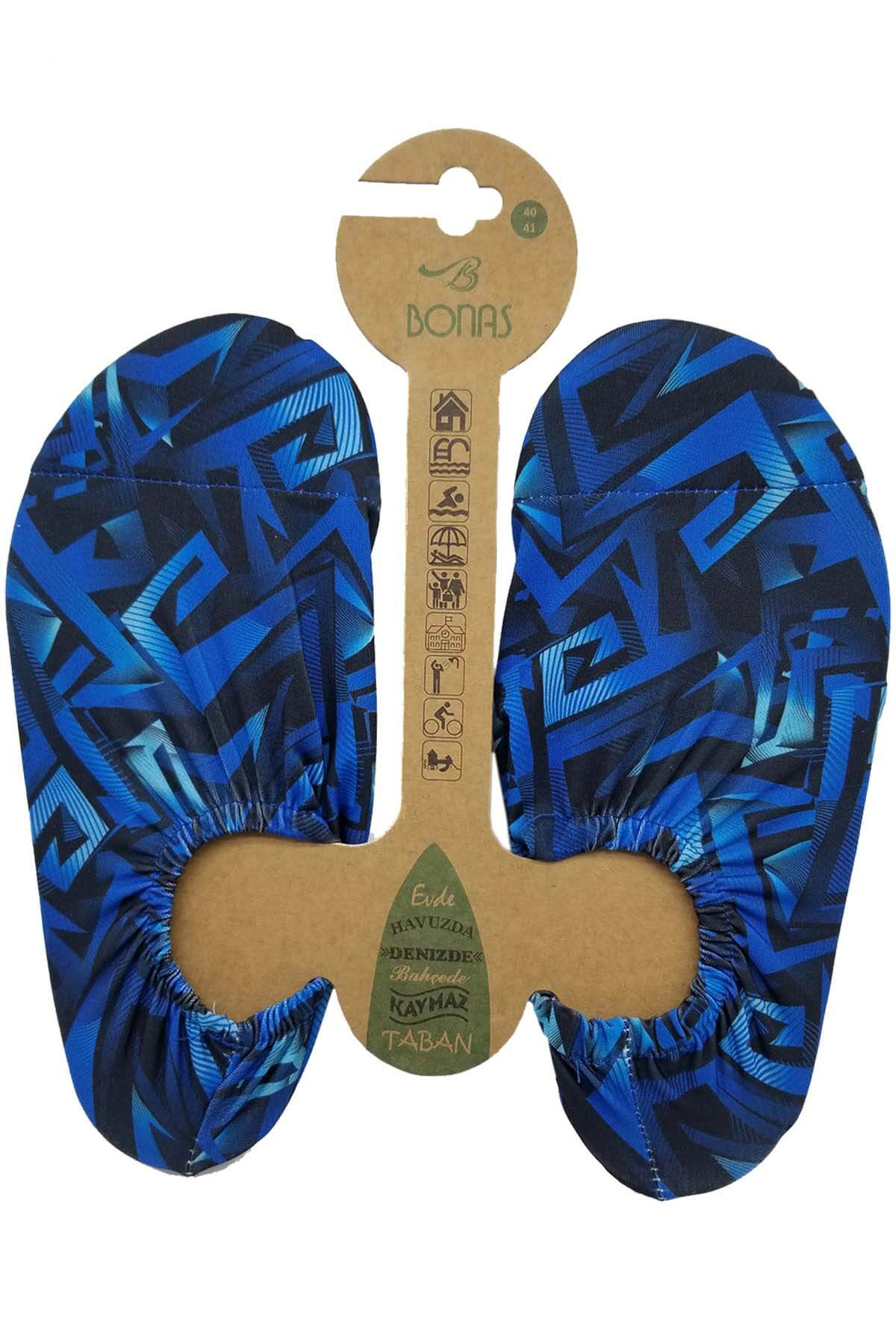 Blue Geometric Pattern Anti-Slip Sole Pool And Sea Shoes