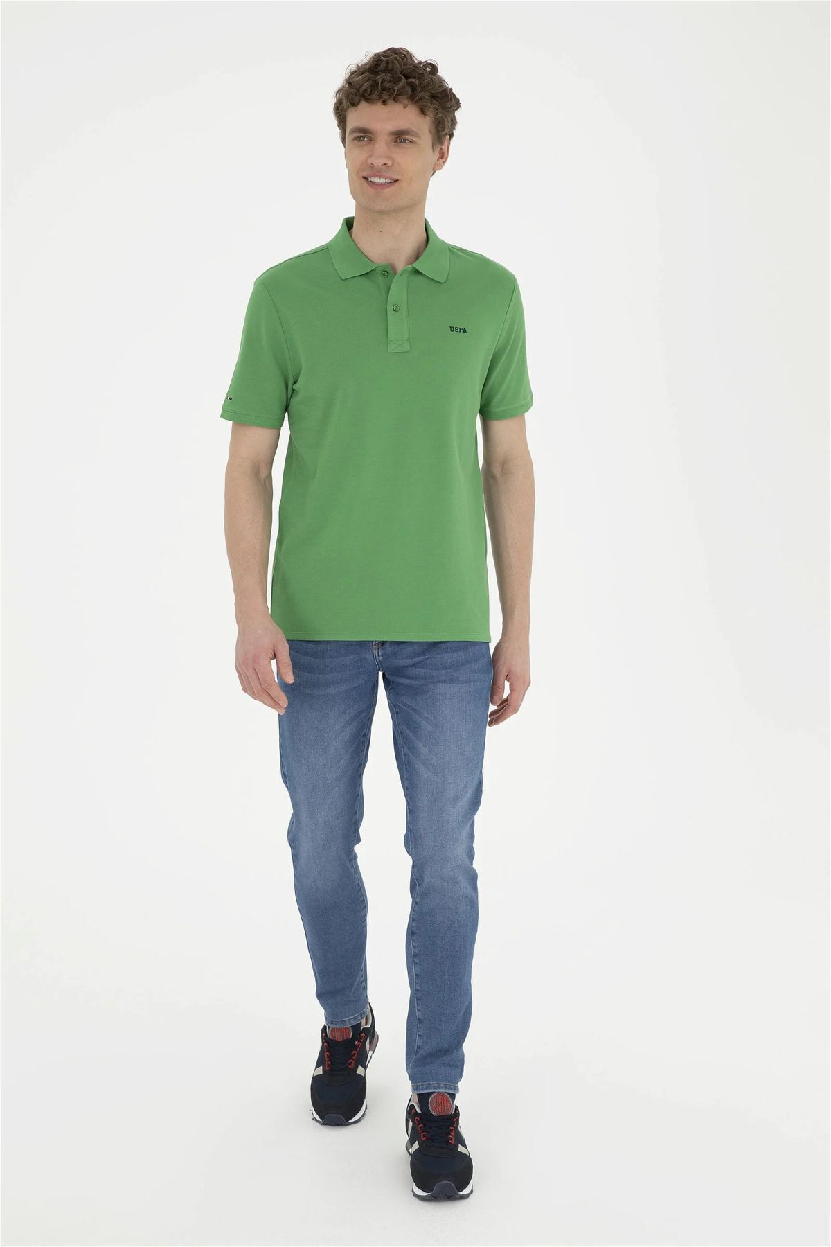 تی شرت یقه پولو سبز مردانه پایه اصلی چوگان ASSN U.S. Polo Assn.