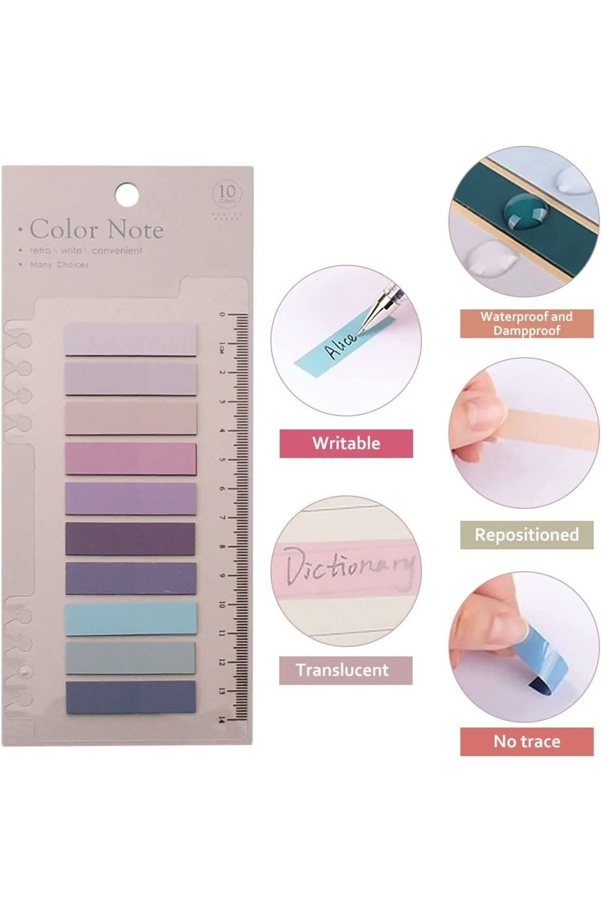 EZOSHOP-Post-it Sticky Notes Transparent Colorful Sticky Notepad Sticker Note Bookmarks 200 Sheets Colorful Summer 7