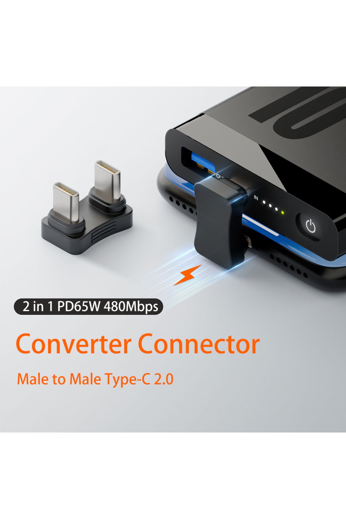 ALLOYSEED-2 in 1 Converter Connector Male To Male Type-C2.0 U Shaped USB C To USB C Extension Adapter 480Mb... 2