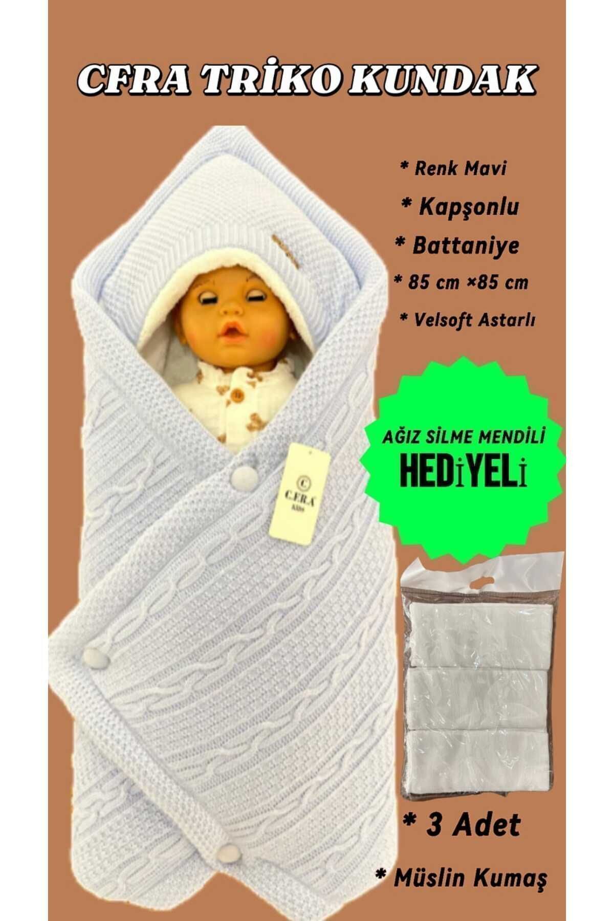 CFRA Mavi Triko Kundak Battaniye/ 3 Lü Mendil Hediyeli fotoğrafı 3 (önizleme)