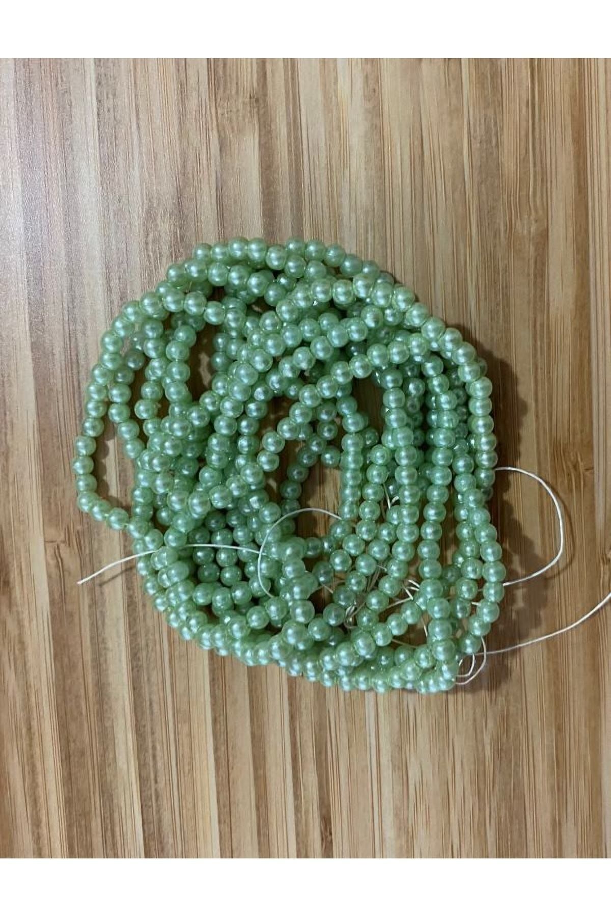 4mm Plastic Pearl Beads 2 Strings Approx. 400 Pieces. Water Green