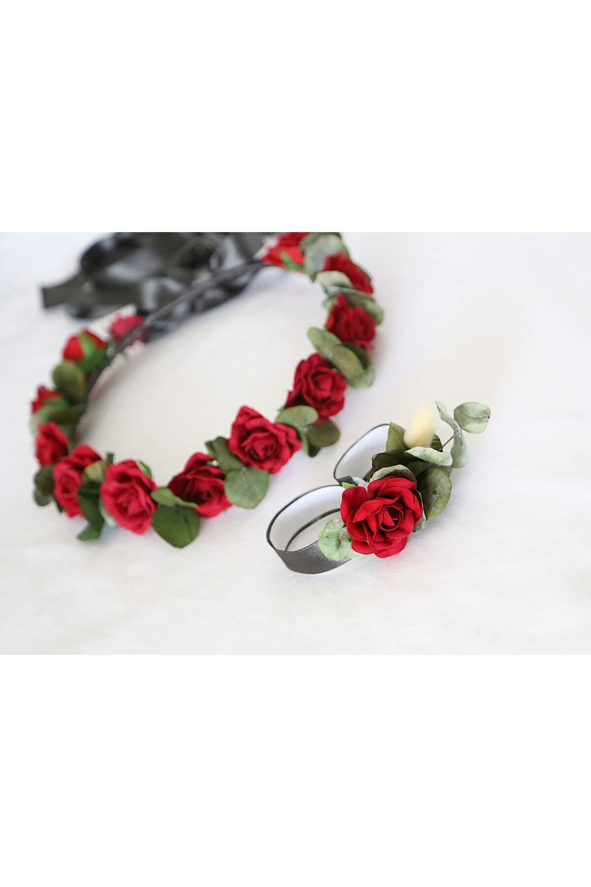 htk butik Çiçekli Taç, Anne Bebek Lohusa Tacı, Bebek Tacı, Bebek Saç Bandı, Lohusa Seti, Yenidoğan Taç fotoğrafı 6 (önizleme)