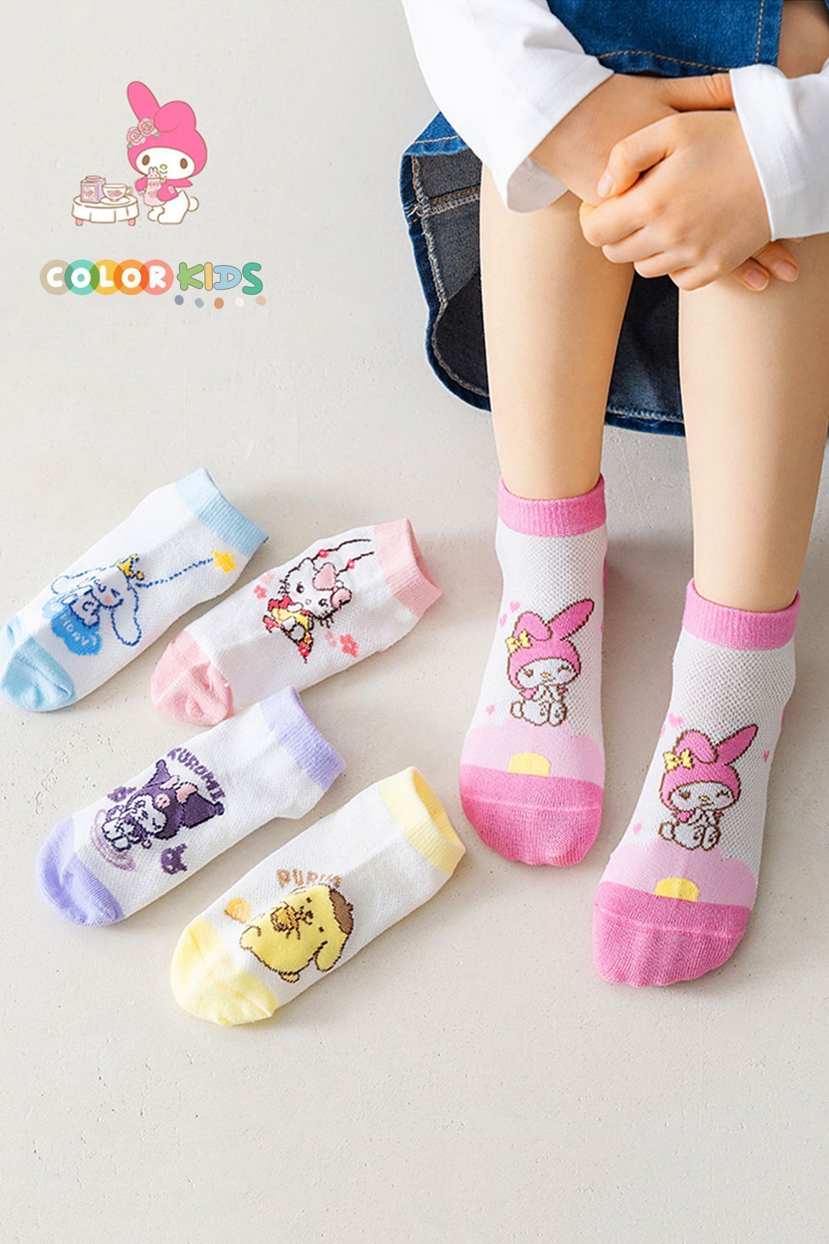 Color Socks 5 Çift Kız Çocuk Çizgi Karakterli Çorap Seti (EXTRA COMFORT) fotoğrafı 3 (önizleme)