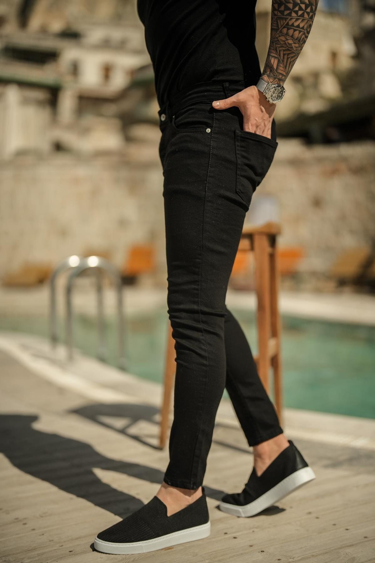 OUTF T MAN Erkek Bas c Skinny Jean Siyah Fiyat Yorumlar Trendyol