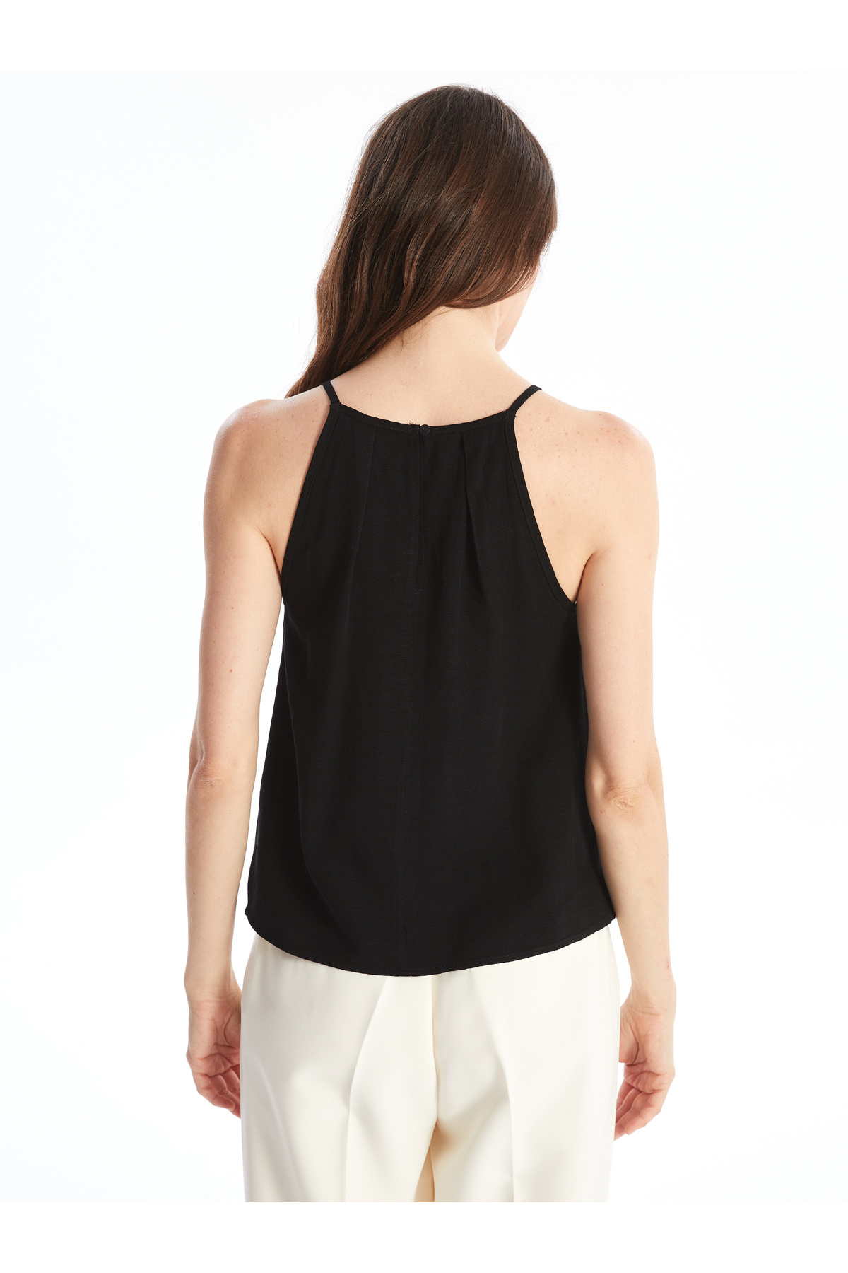 LC Waikiki-Linen Blended Halter Neck Women's Blouse 4