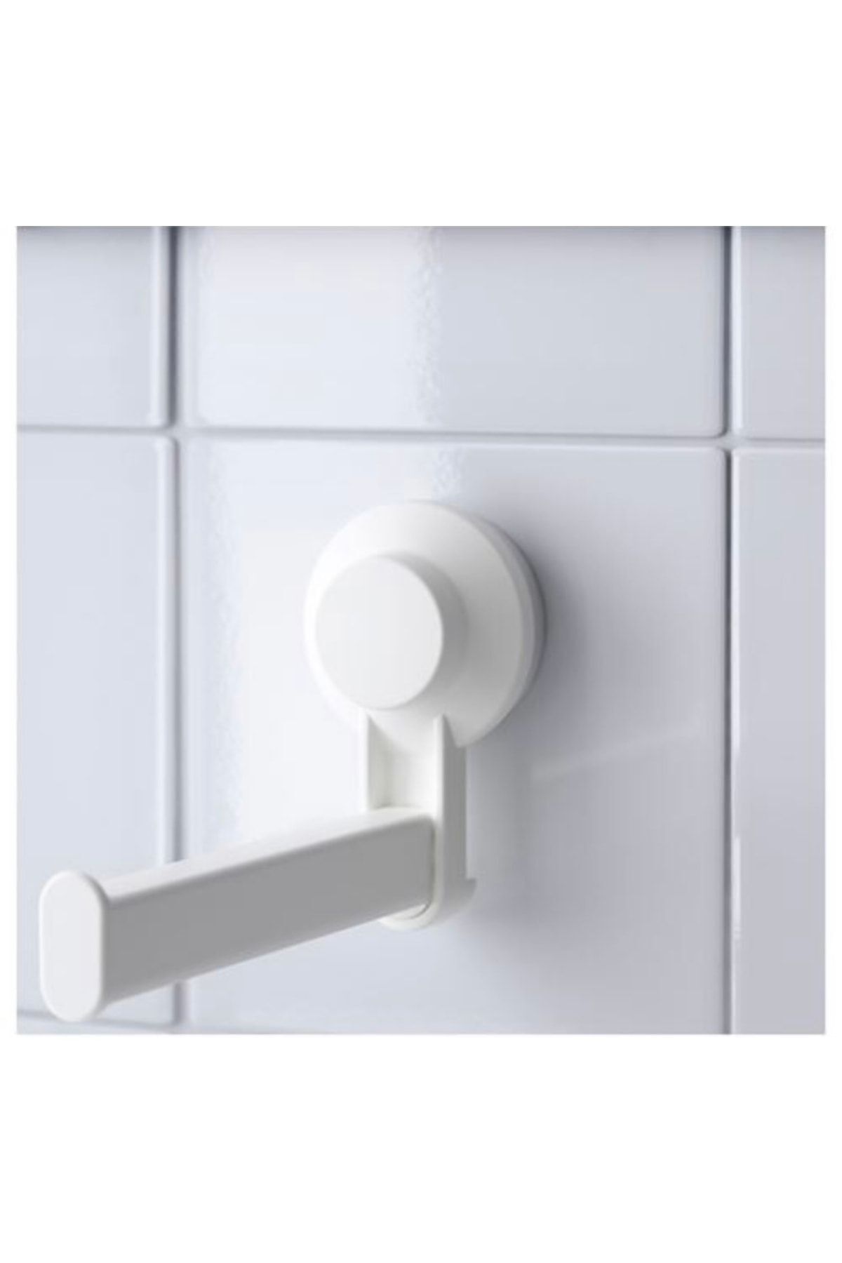 IKEA-White Toilet Roll Holder with Suction Cup - Perforation Free and Practical Assembly 3