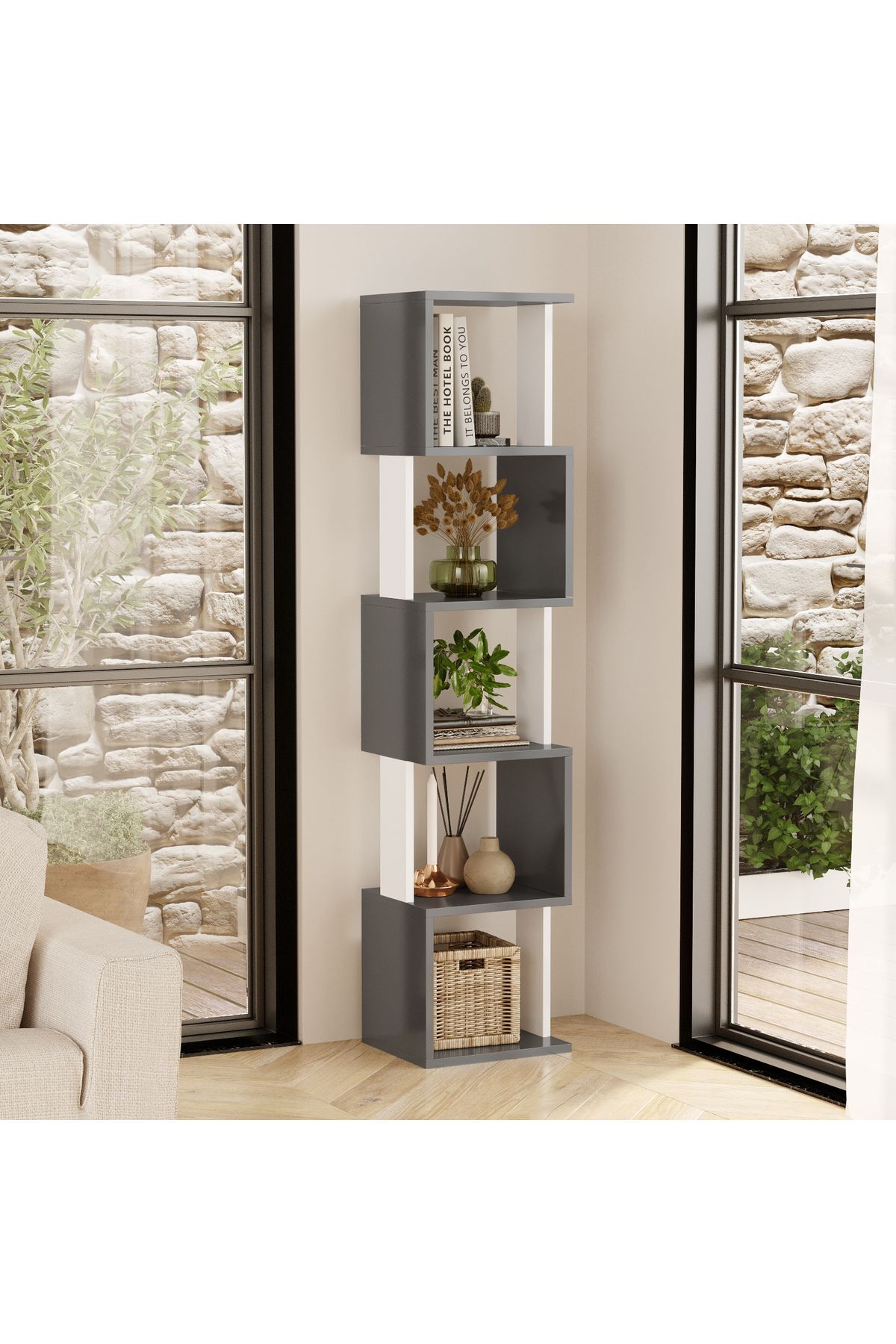 Ayz Decoration 5-Tier Double Color Bookcase