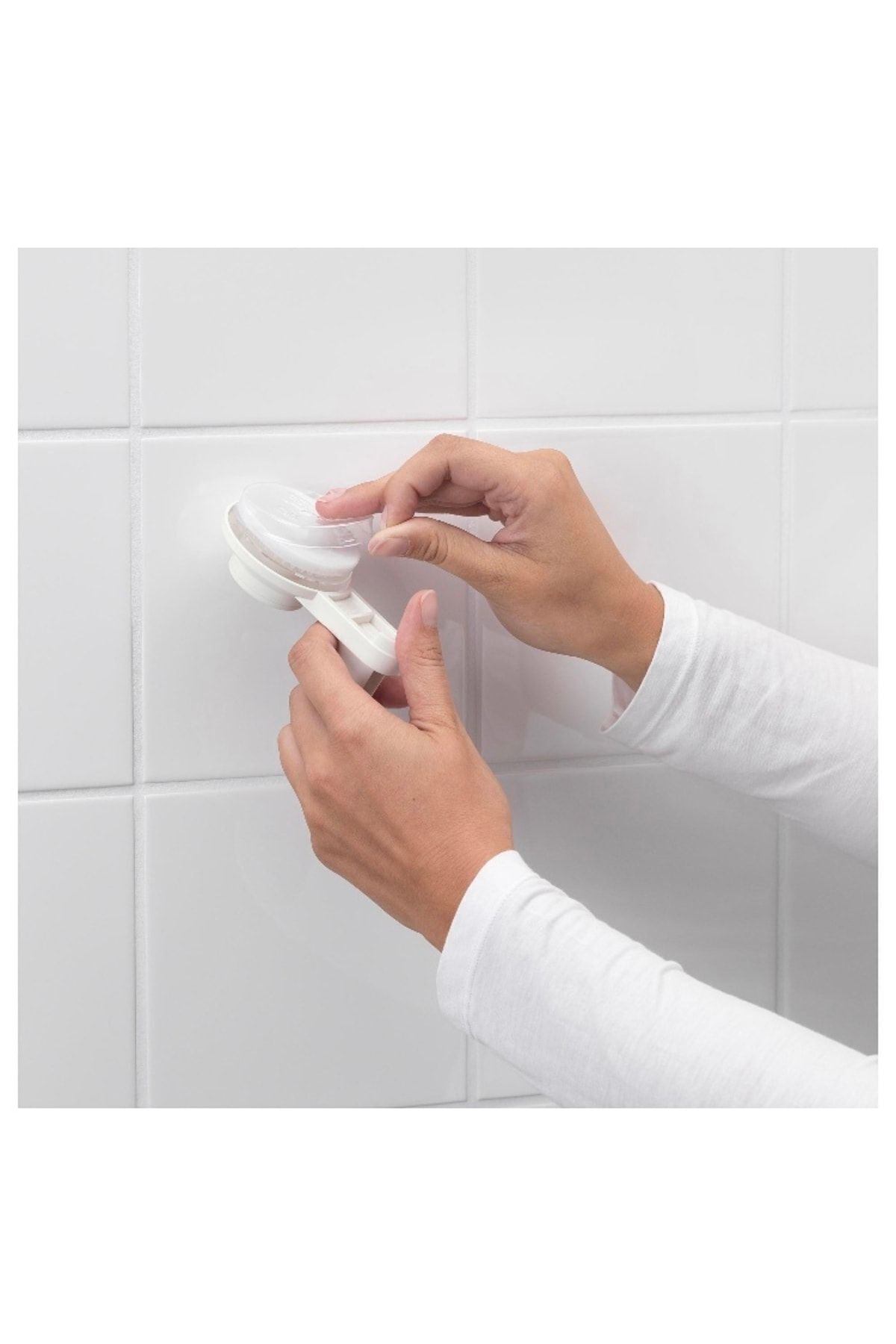 IKEA-White Toilet Roll Holder with Suction Cup - Perforation Free and Practical Assembly 5