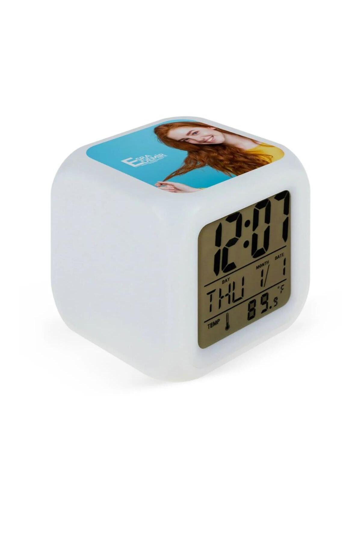 7 Color Changing Alarm Digital Cube Watches with Personalized Photo