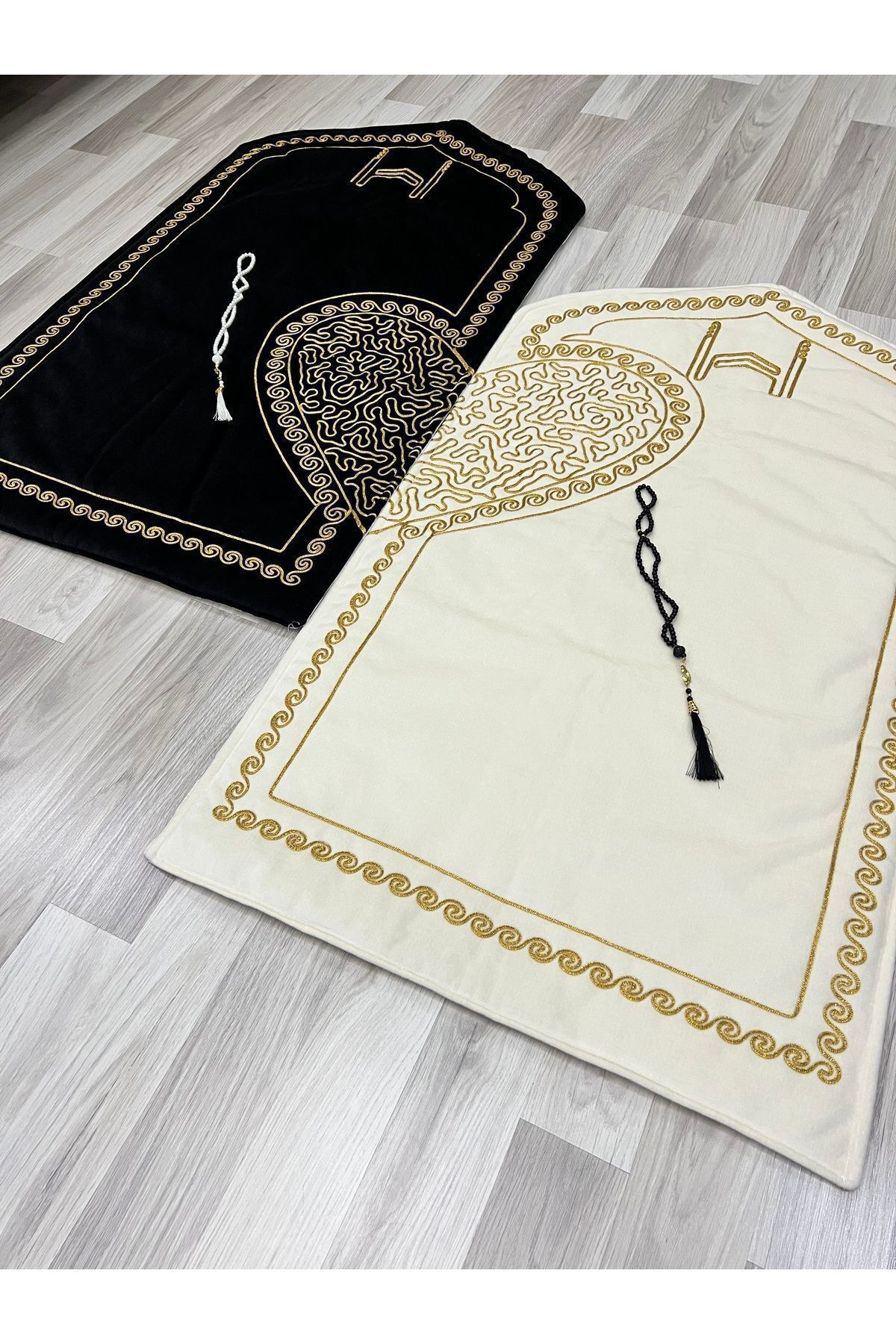 AYHANHOME-حزمة العروس والعريس - سجادة صلاة على شكل قلب، زوجين، سجادة صلاة للزوجين مع مسبحة صلاة، حامل مهر هدية 8