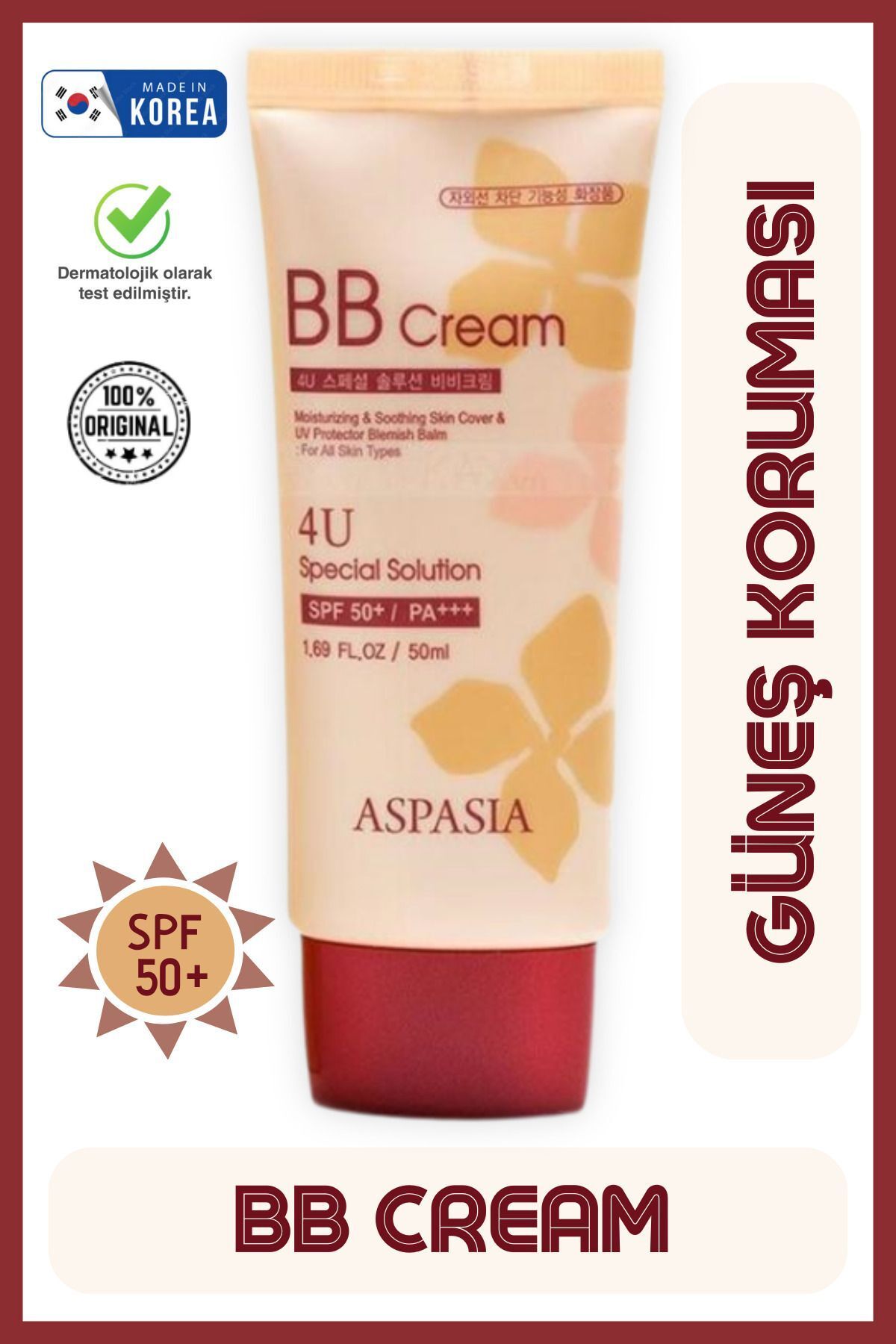 Aspasia-Multi-Functional Korean Bb Cream with High Sun Protection, Can Be Used as a Make-Up Base 50ml 1