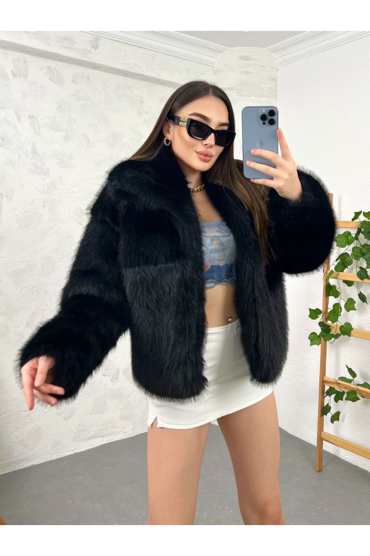 SHAWL COLLAR IMPORTED FUR - Görsel 3