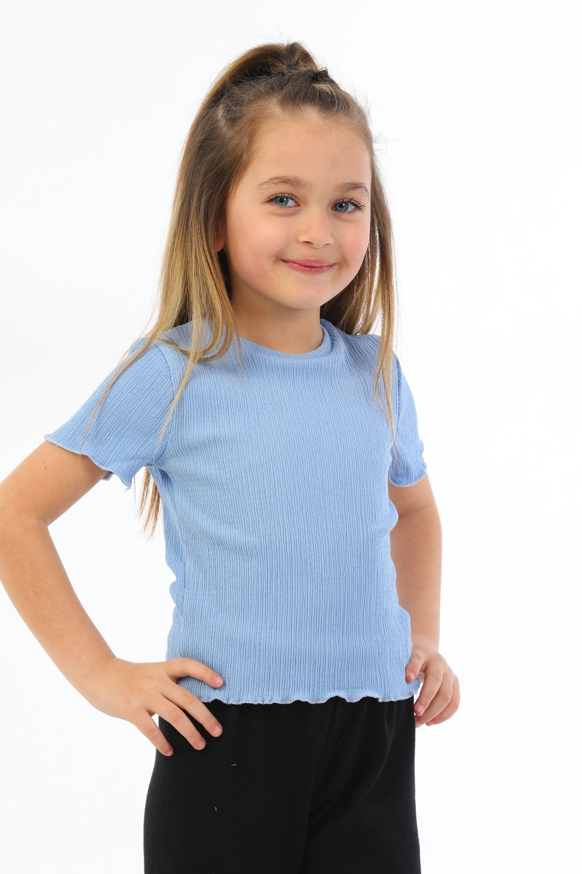MEGHAN L.A-Blue Girl's Flexible Fabric T-Shirt 5