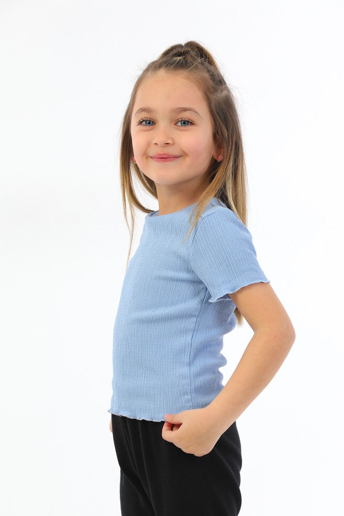 MEGHAN L.A-Blue Girl's Flexible Fabric T-Shirt 2