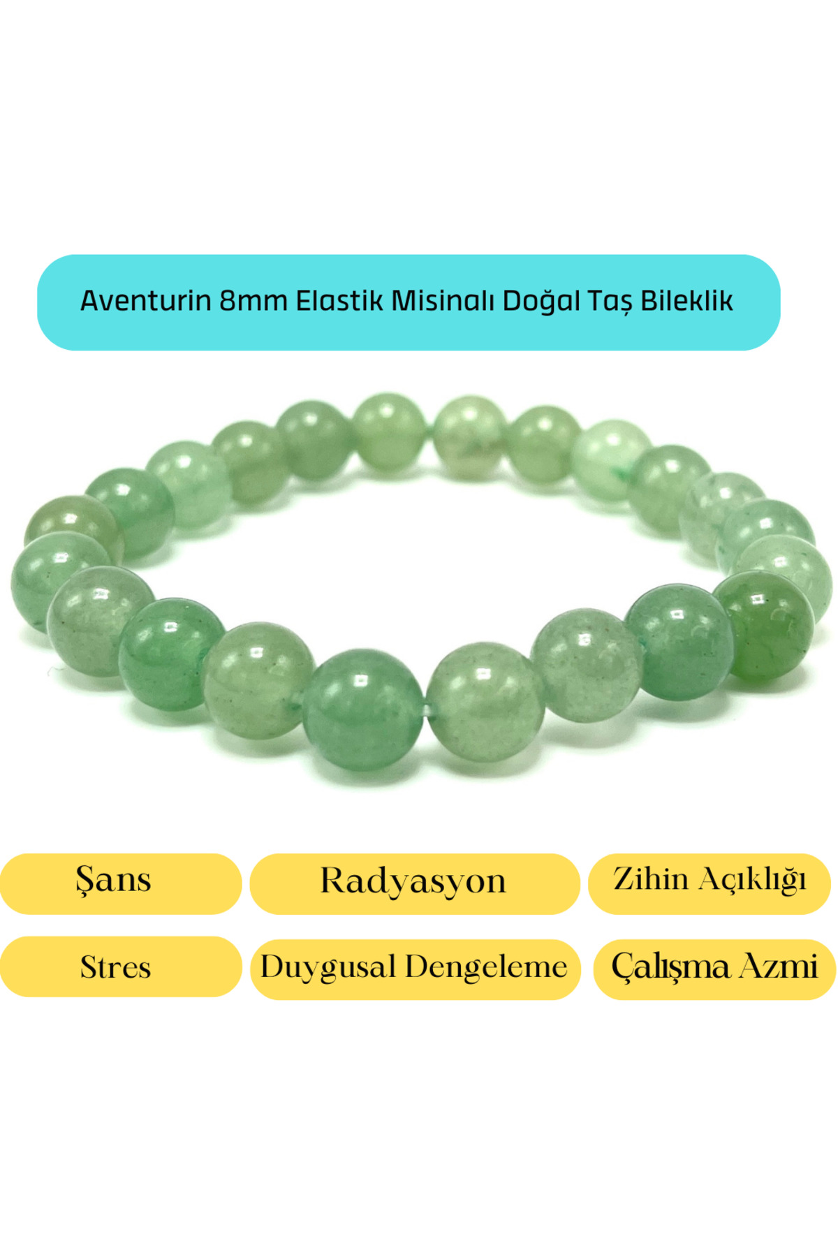 Certified Aventurine 8mm Elastic Mixed Natural Stone Bracelet
