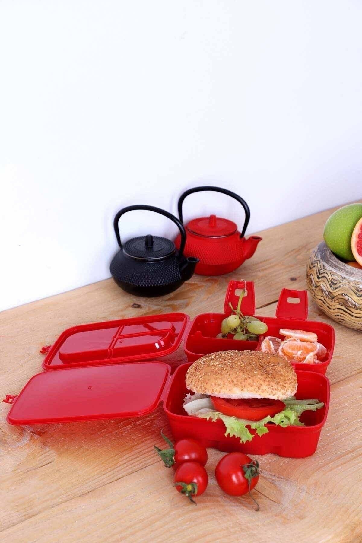 OPTİZON-Speed Car Car Two Layer Compartmented Fork Spoon Lunch Box Double Locked 2