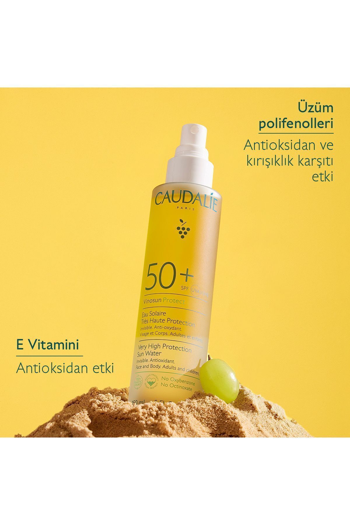 VİNOSUN HIGH PROTECTION حفاظت بالا ضد لک، روشن کننده، ضد آفتاب SPF50+ 150 ML PSSN4000 Caudalie