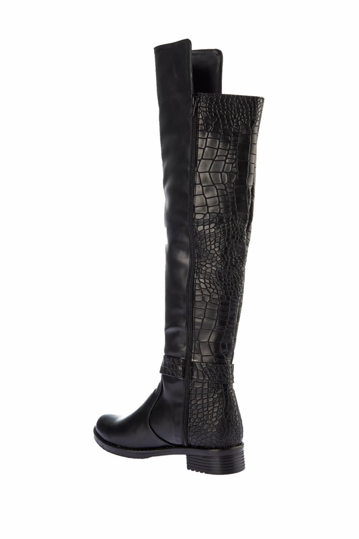 Fox-Cizme de damă crocodil negru E726561809 4