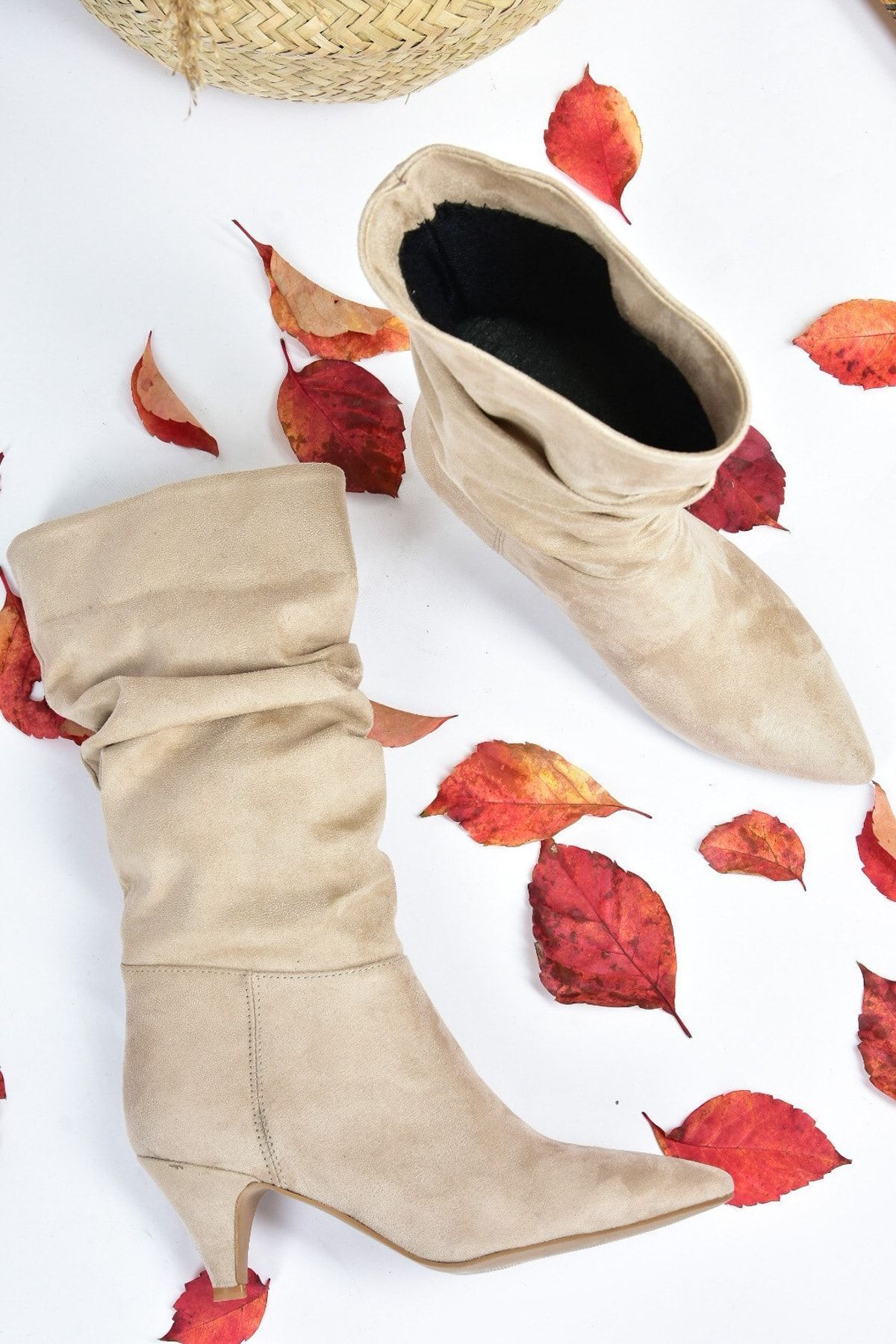 Fox Shoes-Skin Suede Κοντό Τακούνι Γυναικείες Μπότες με κορδόνι L404810602 5