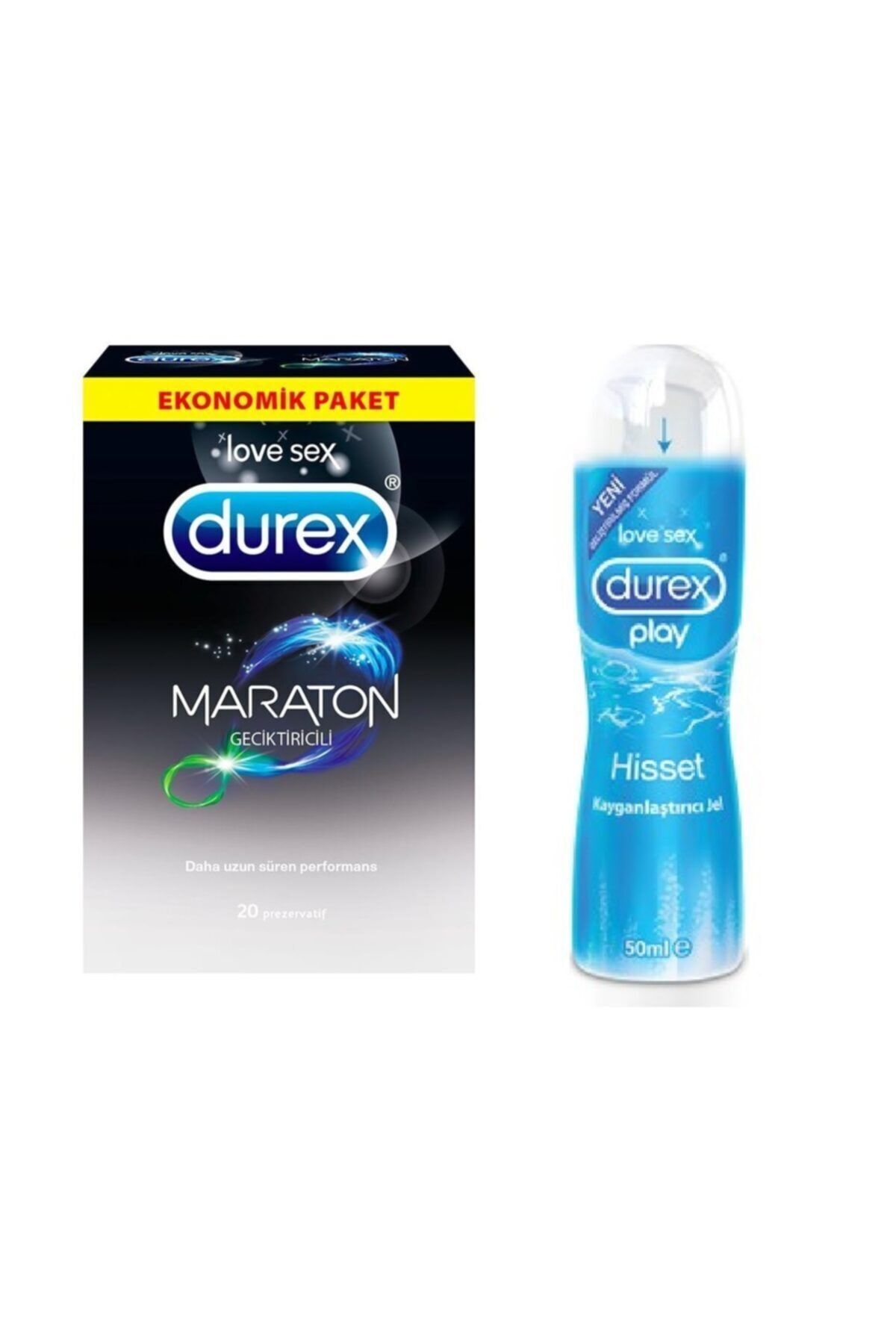 Maraton 20'li Prezervatif + Play Hisset Jel 50 Ml