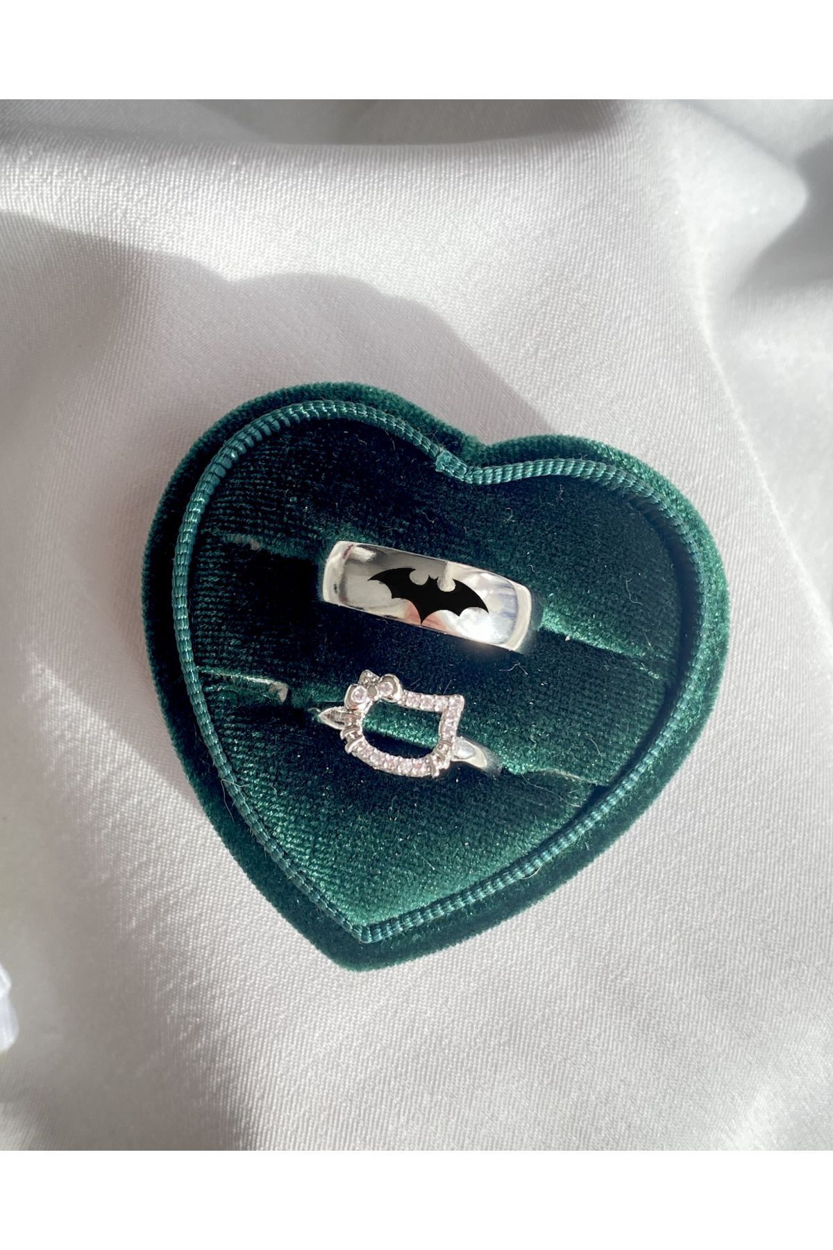 Harlofia Jewelry-Hello Kitty Batman Adjustable Couple Rings 1