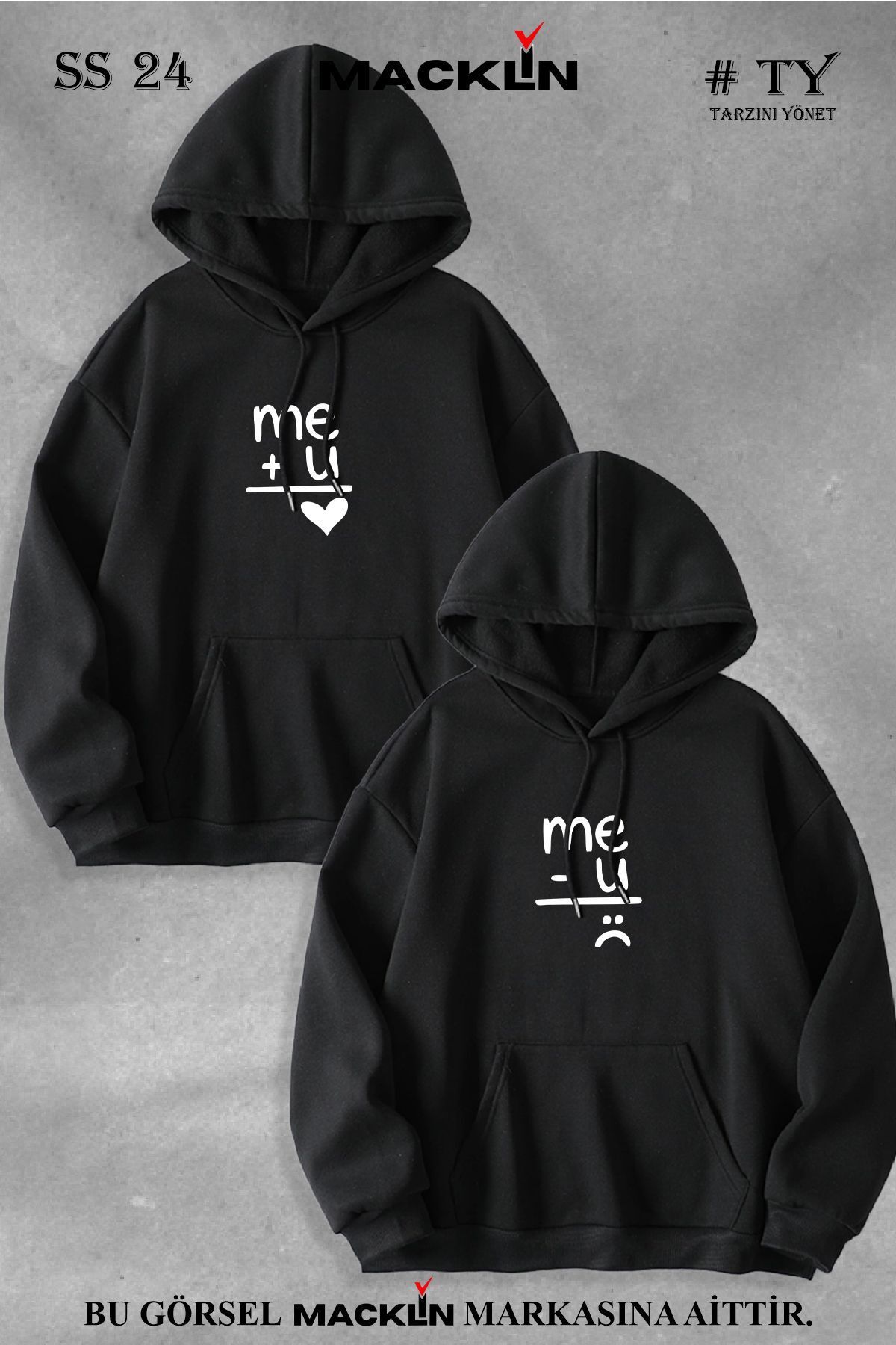 macklin-Dear Couple Combination Me + U Printed Special Design Hooded Sweatshirt Set of 2 Set 1