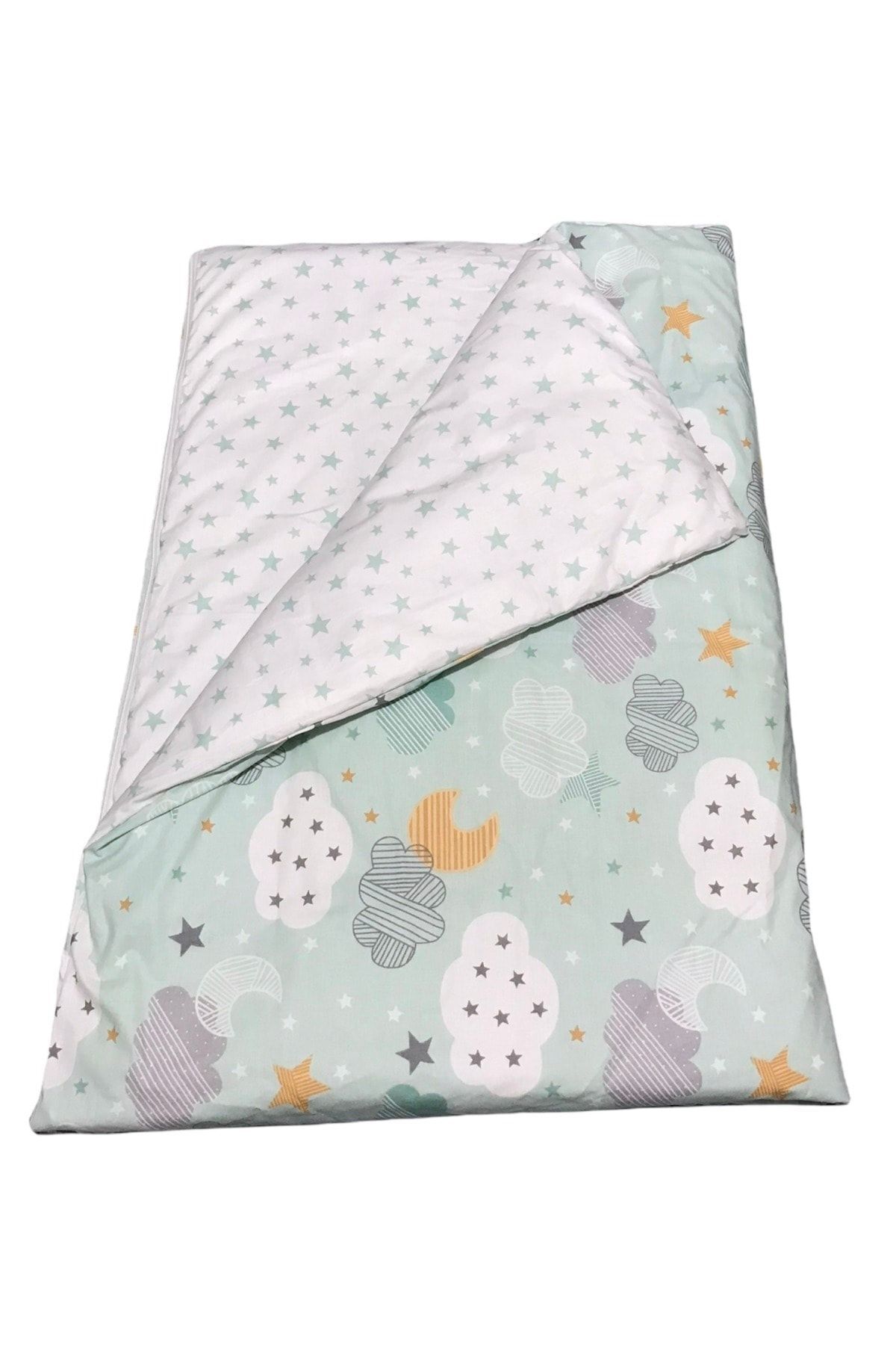 100% Cotton Single Duvet Cover ( Duvet Cover ) Green Moon Star 100 X 140 Cm (ONLY DUVET cover)